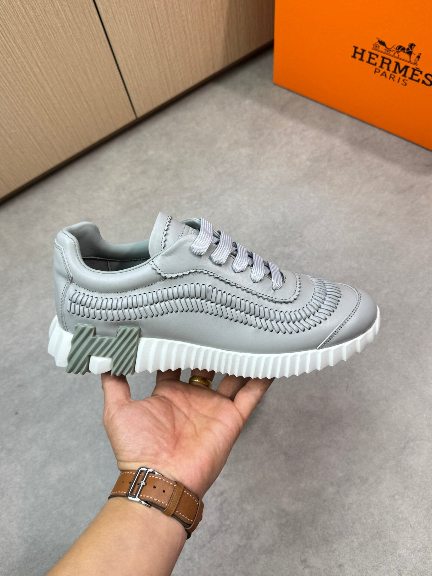 HM Men's Bouncing Sneaker Grey Calfskin 696027