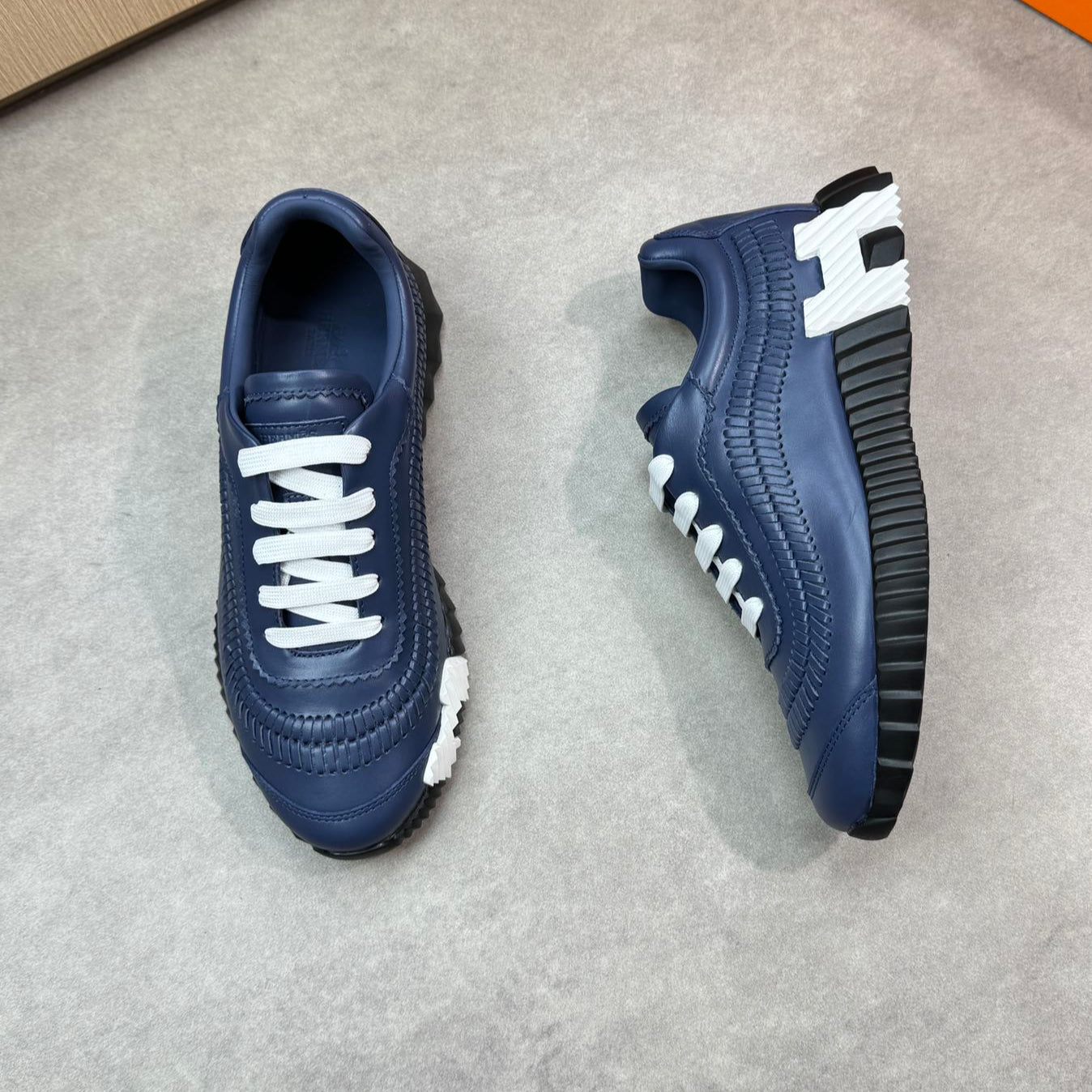 HM Men's Bouncing Sneaker Navy Blue Calfskin 696028