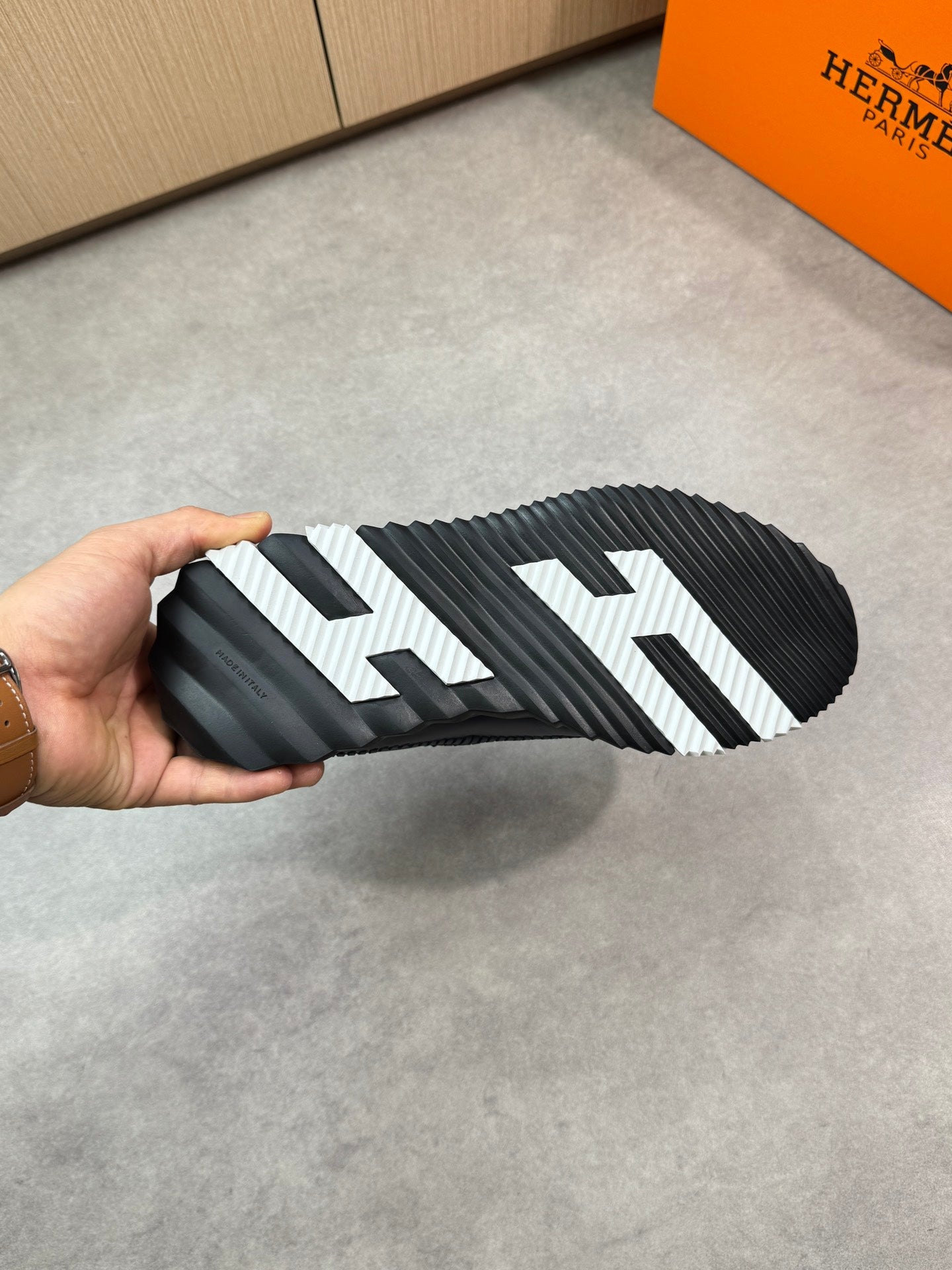 HM Men's Bouncing Sneaker Black Calfskin 696029