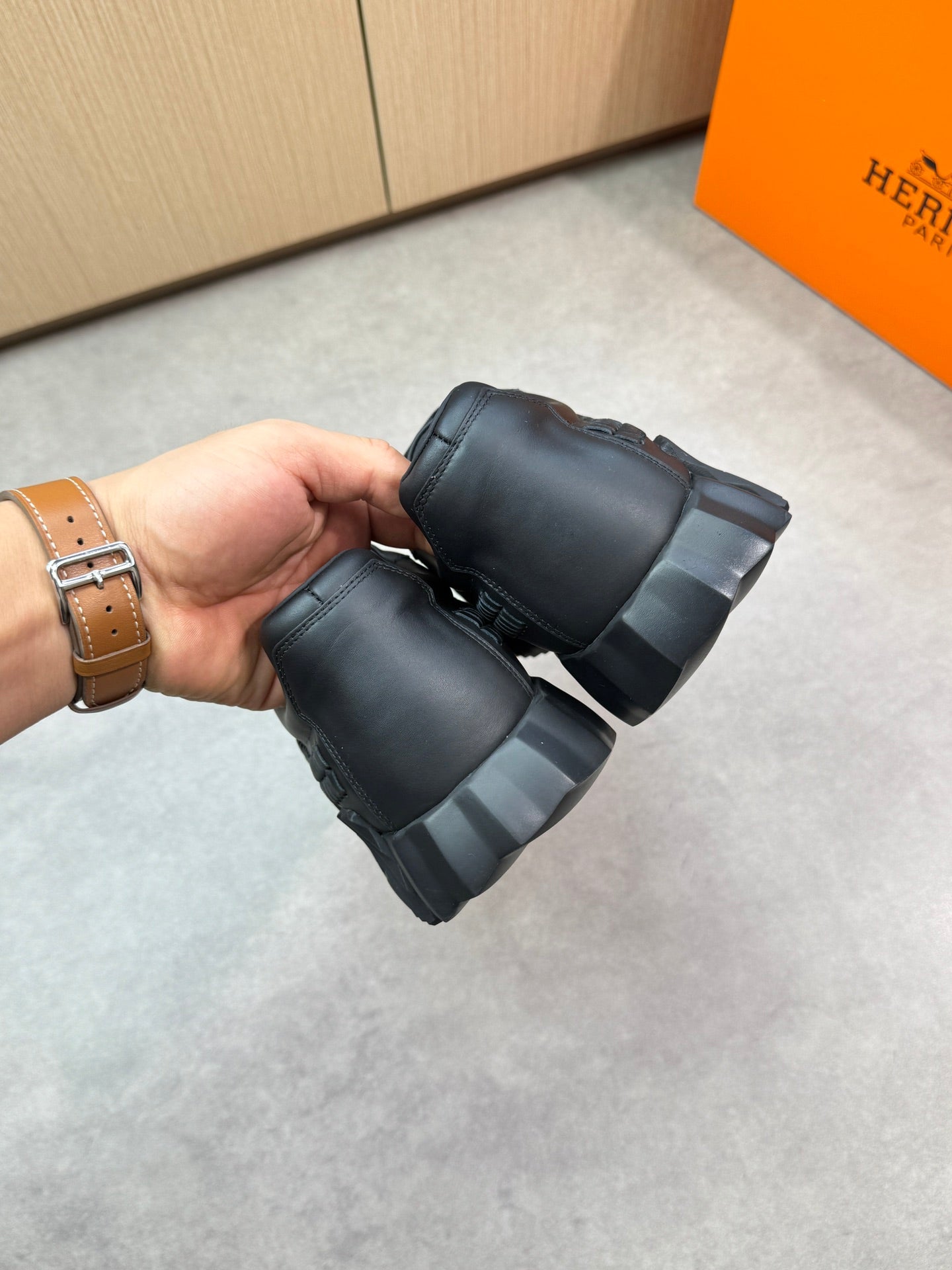 HM Men's Bouncing Sneaker Black Calfskin 696029