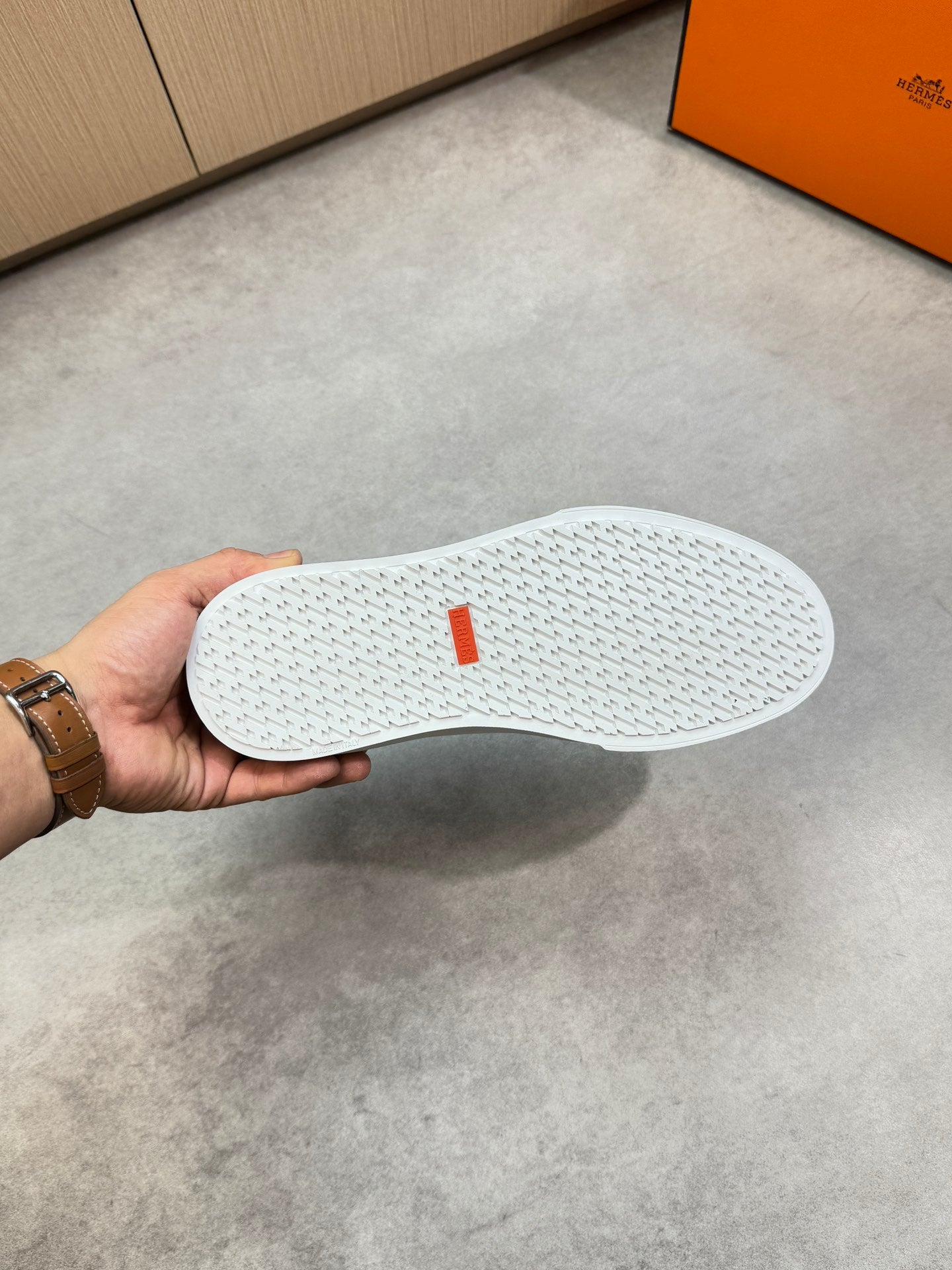 HM Men's Get Sneaker White Denim Calfskin 696209