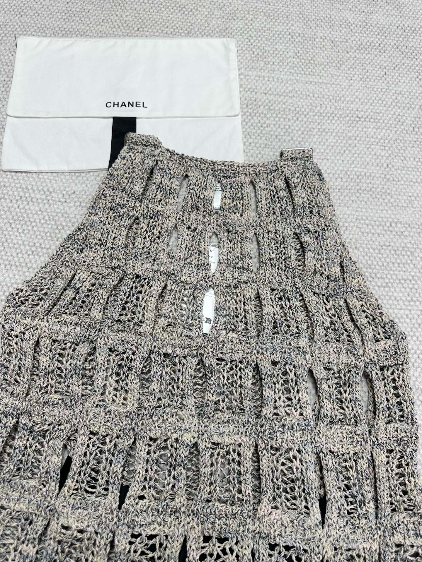 CC 25 Hollow Knitted Vest Gray Cotton