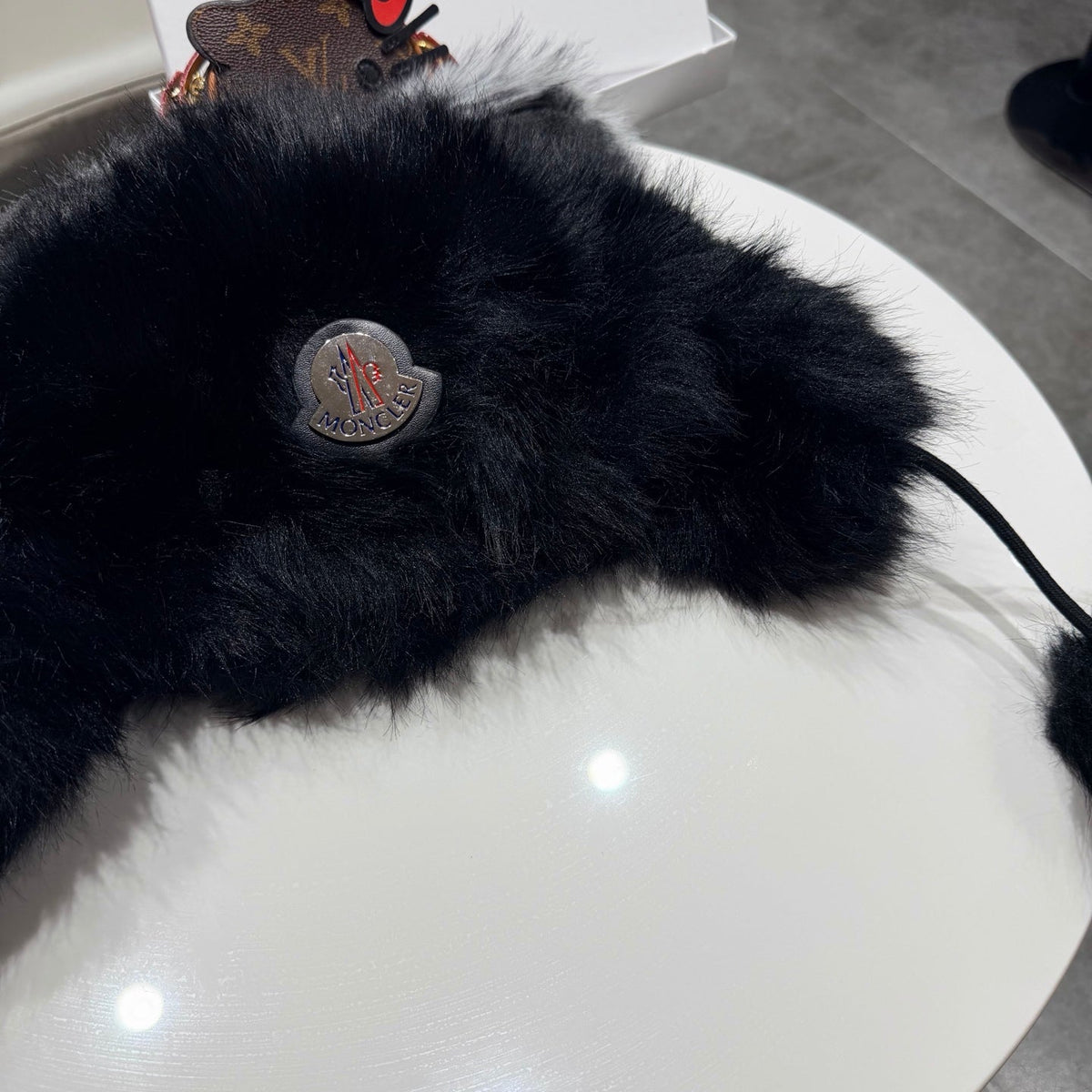 Moncler Cute Bear Ear Faux Fur Plush Hat 435201