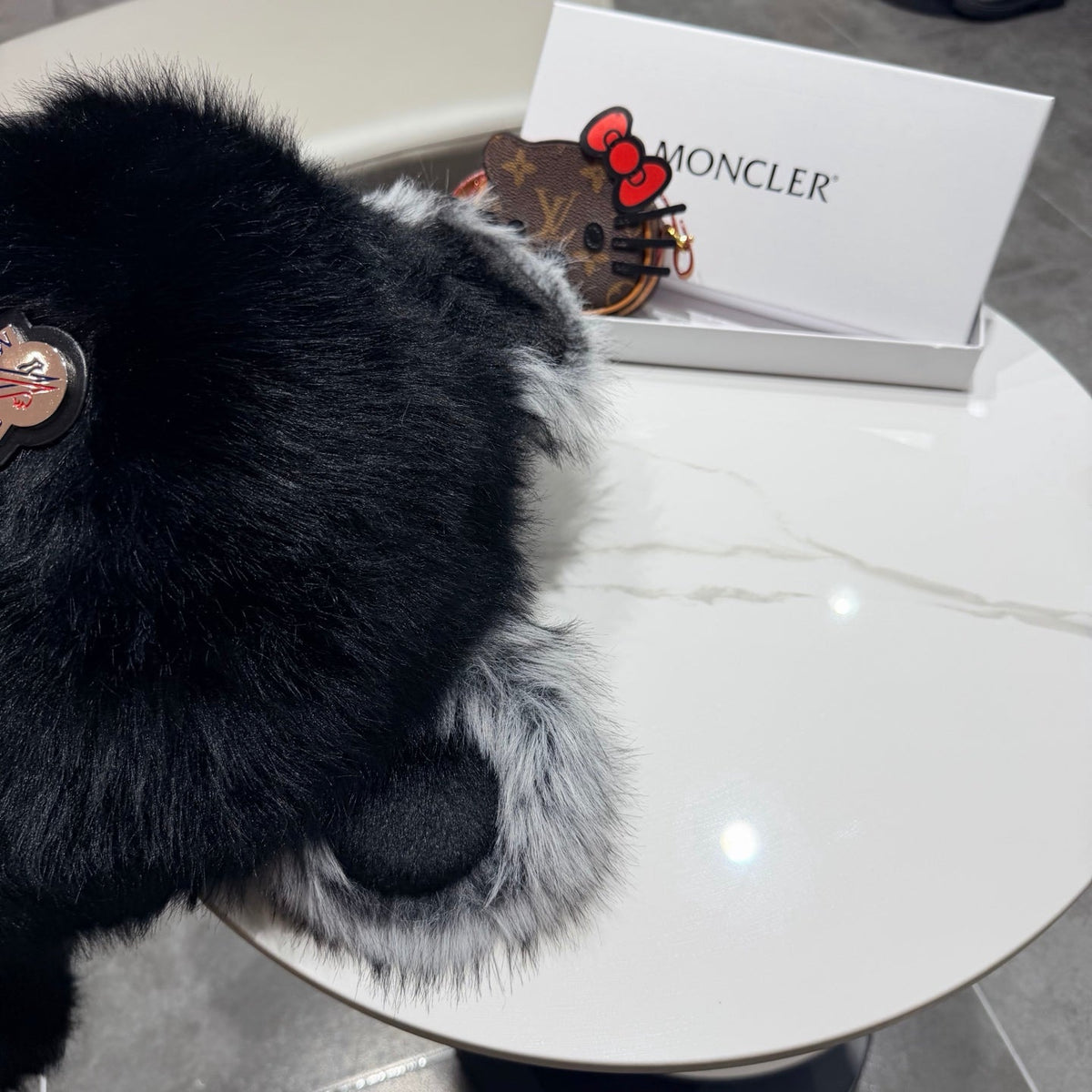 Moncler Cute Bear Ear Faux Fur Plush Hat 435201