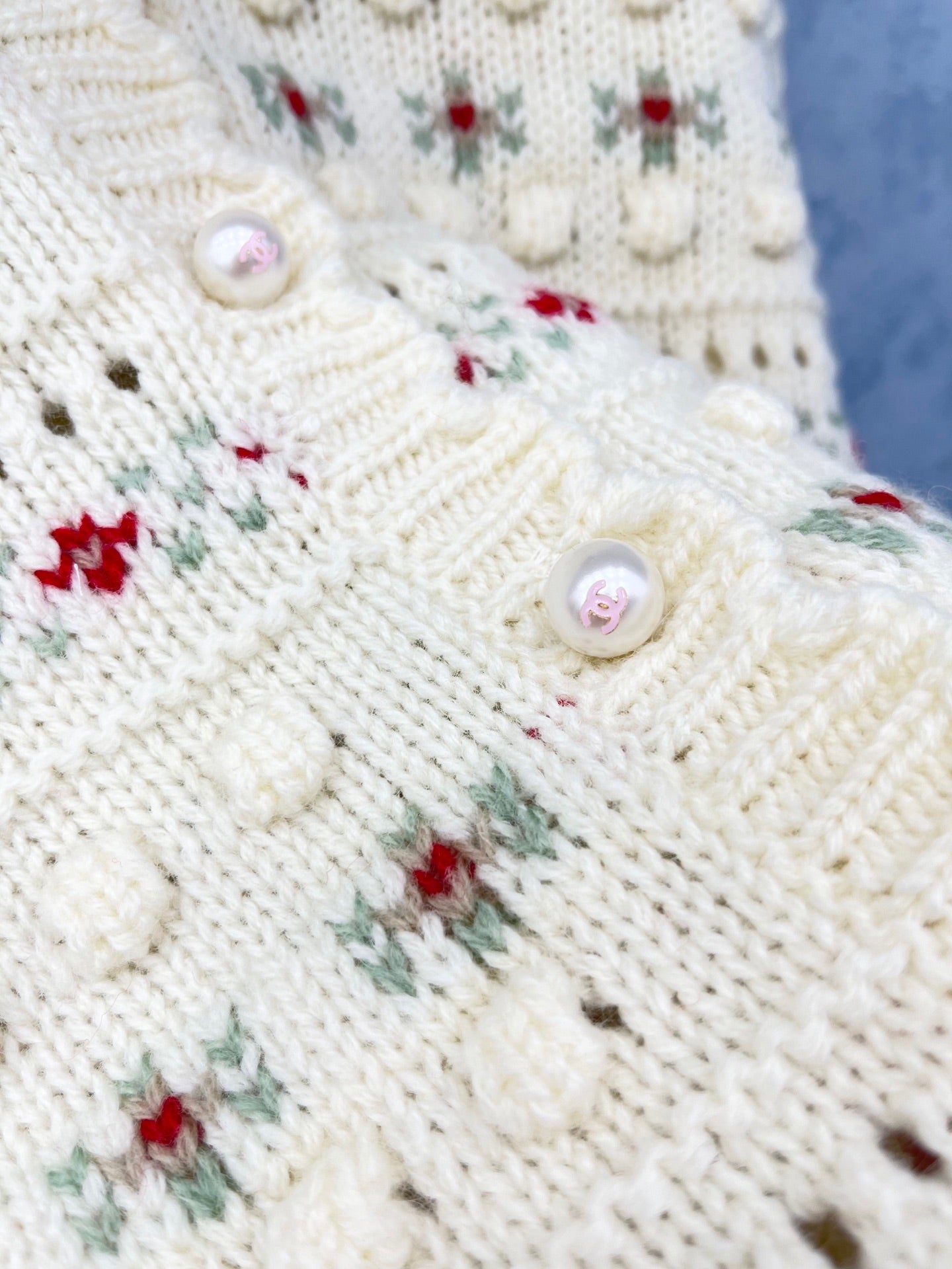 CC 2025 Jacket With Pearl Button Cream mix Colors Wool 325857