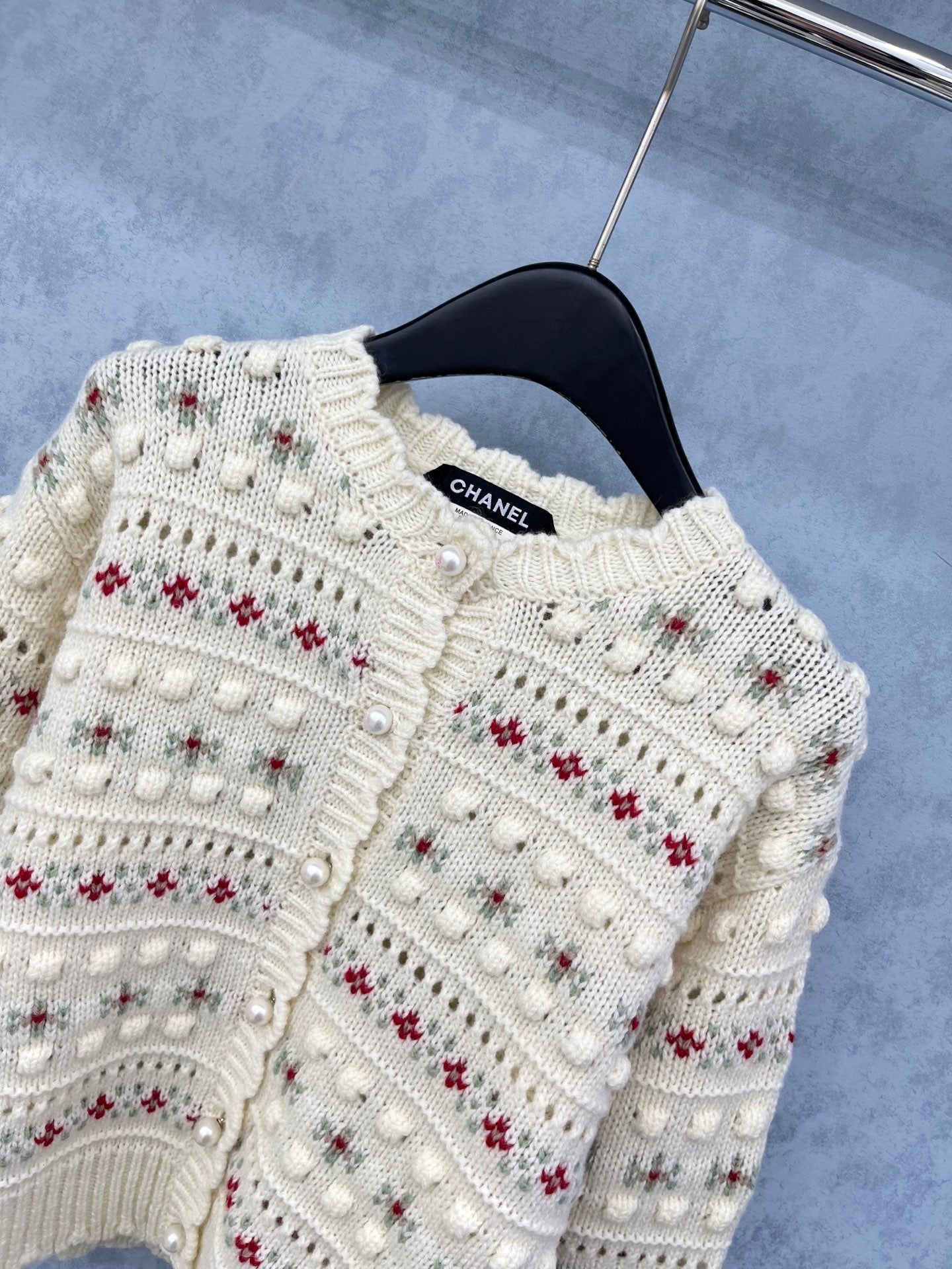 CC 2025 Jacket With Pearl Button Cream mix Colors Wool 325857