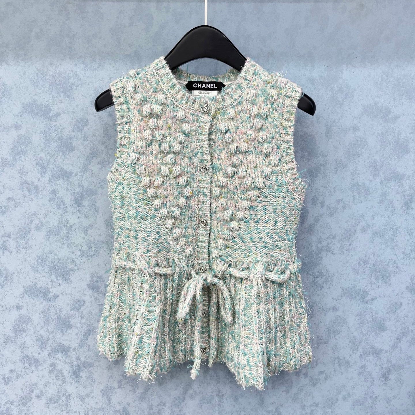 CC 2025 Vest Jacket With Drawstring Waist Blue Pink Wool 325852