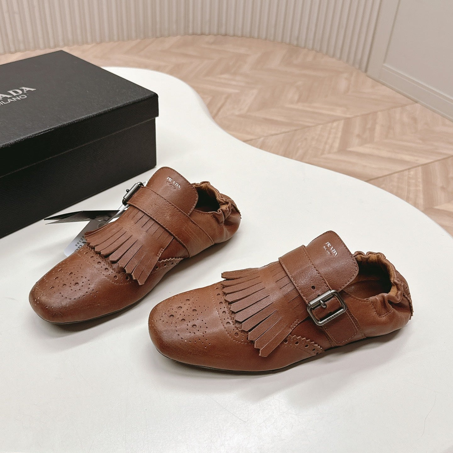 PRA 26S Ballet Flats Camel Brown Calfskin 600588