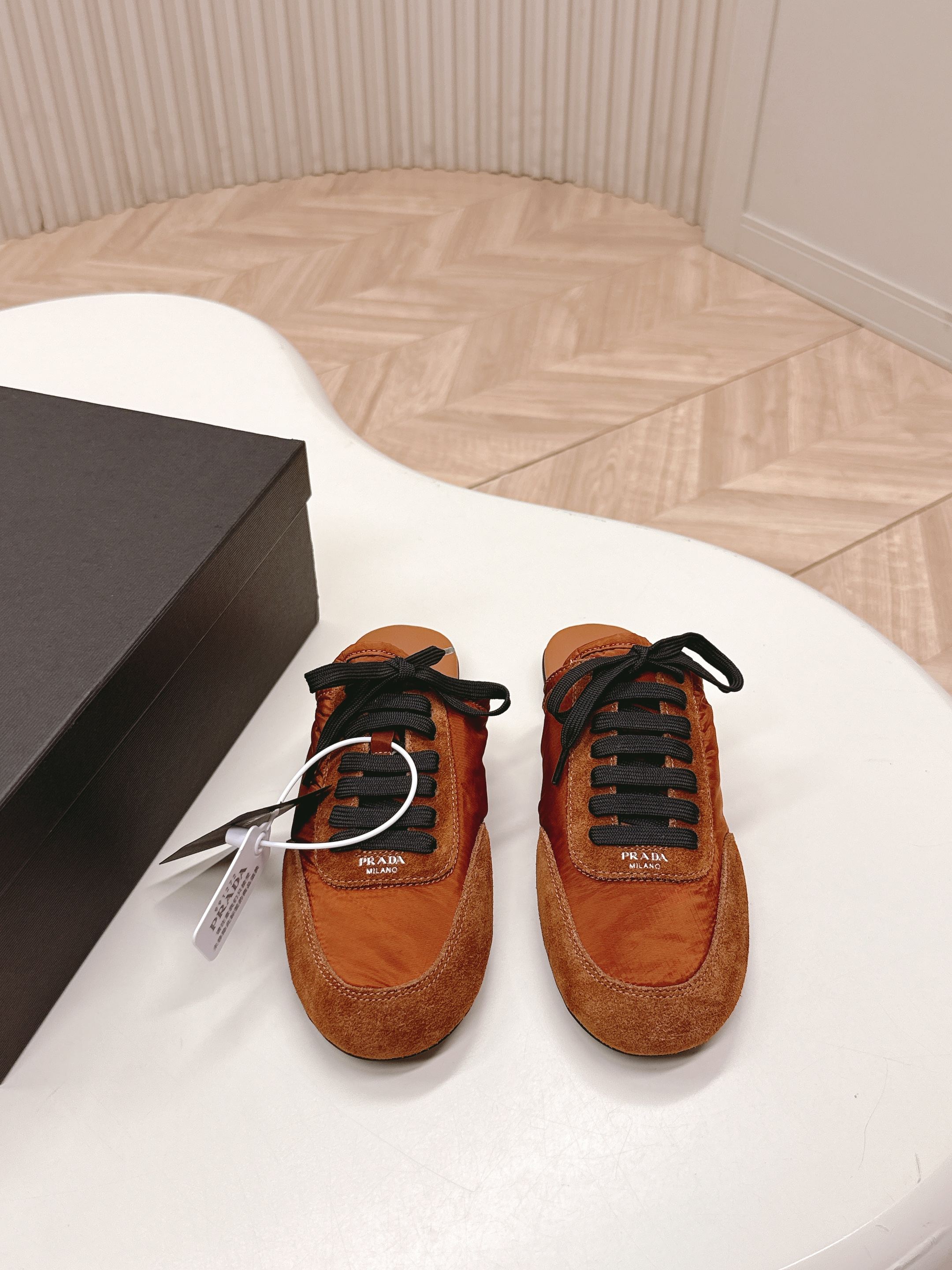 PRA 26S Mule Sneaker Camel Brown Suede Canvas 600607