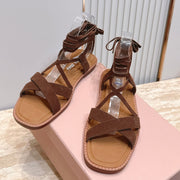 Miumiu 2026 Newest Back-Strap Sandals Suede 933387