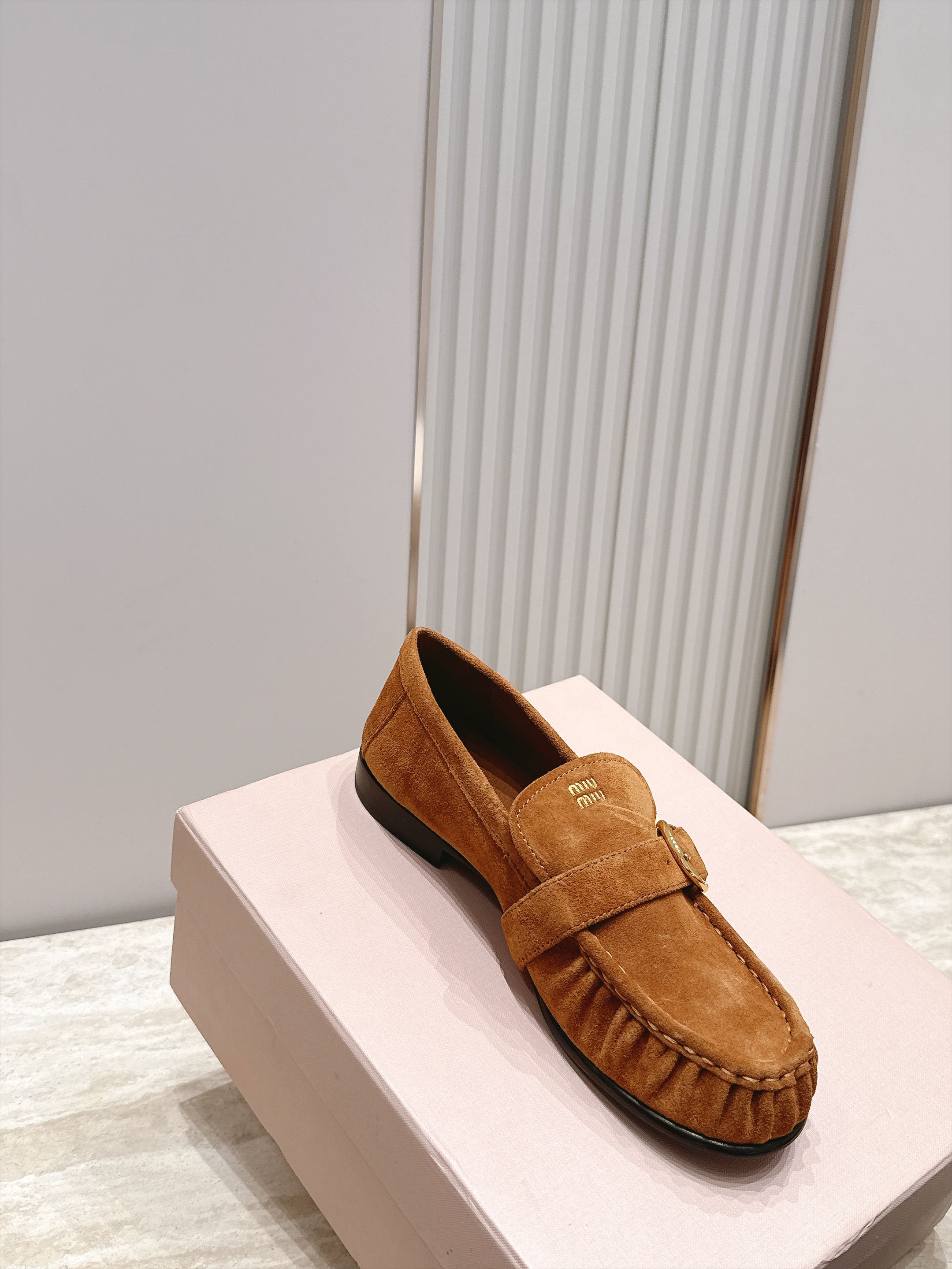 Miumiu 2026 Buckle Loafers Suede Calfskin 954313