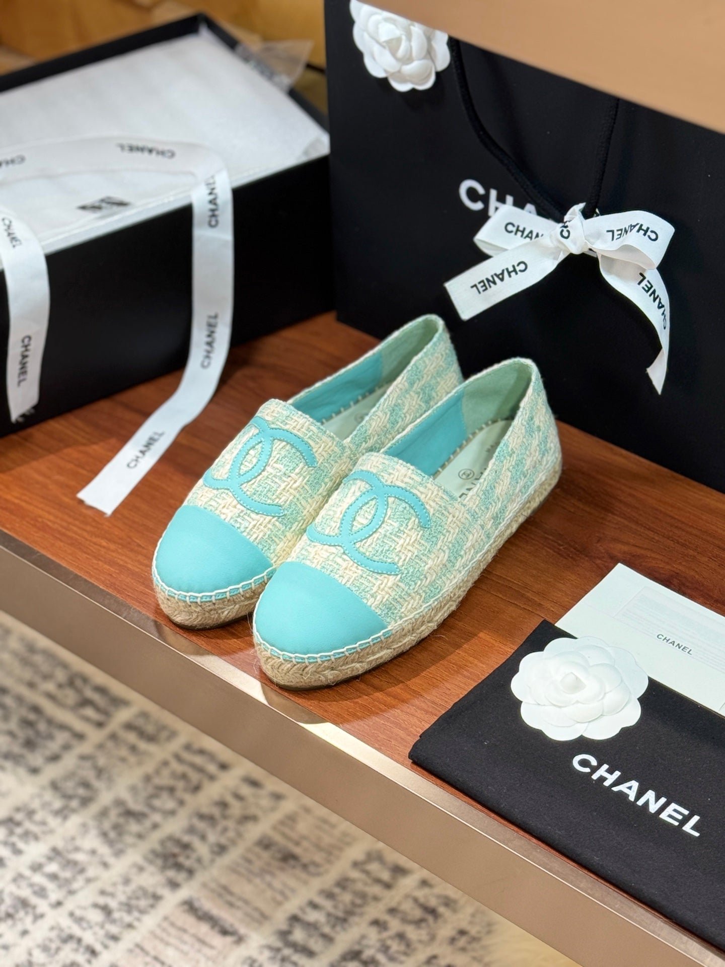 CC 25 Espadrilles Logo Blue Fabric Sheepskin 310159