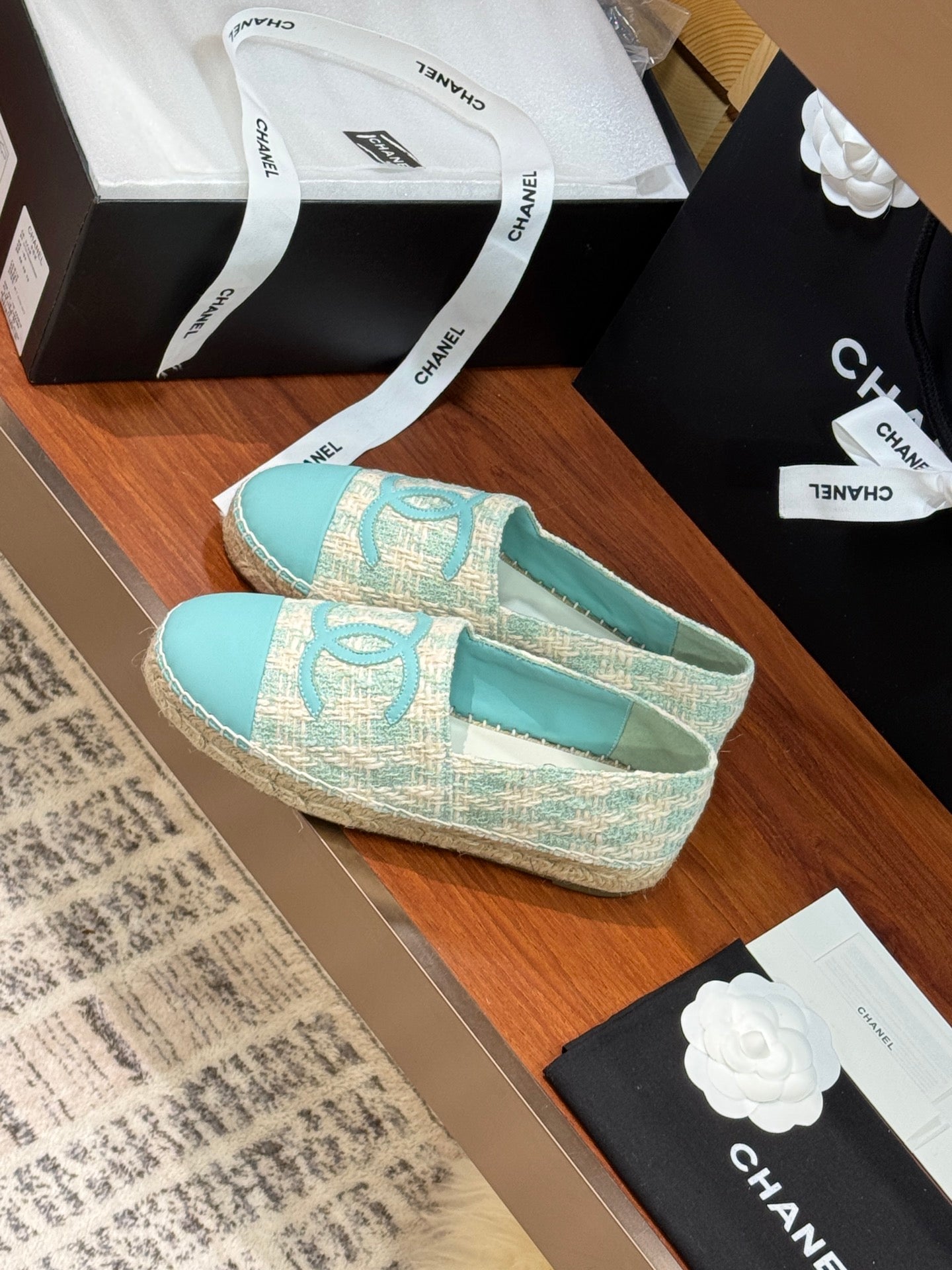 CC 25 Espadrilles Logo Blue Fabric Sheepskin 310159
