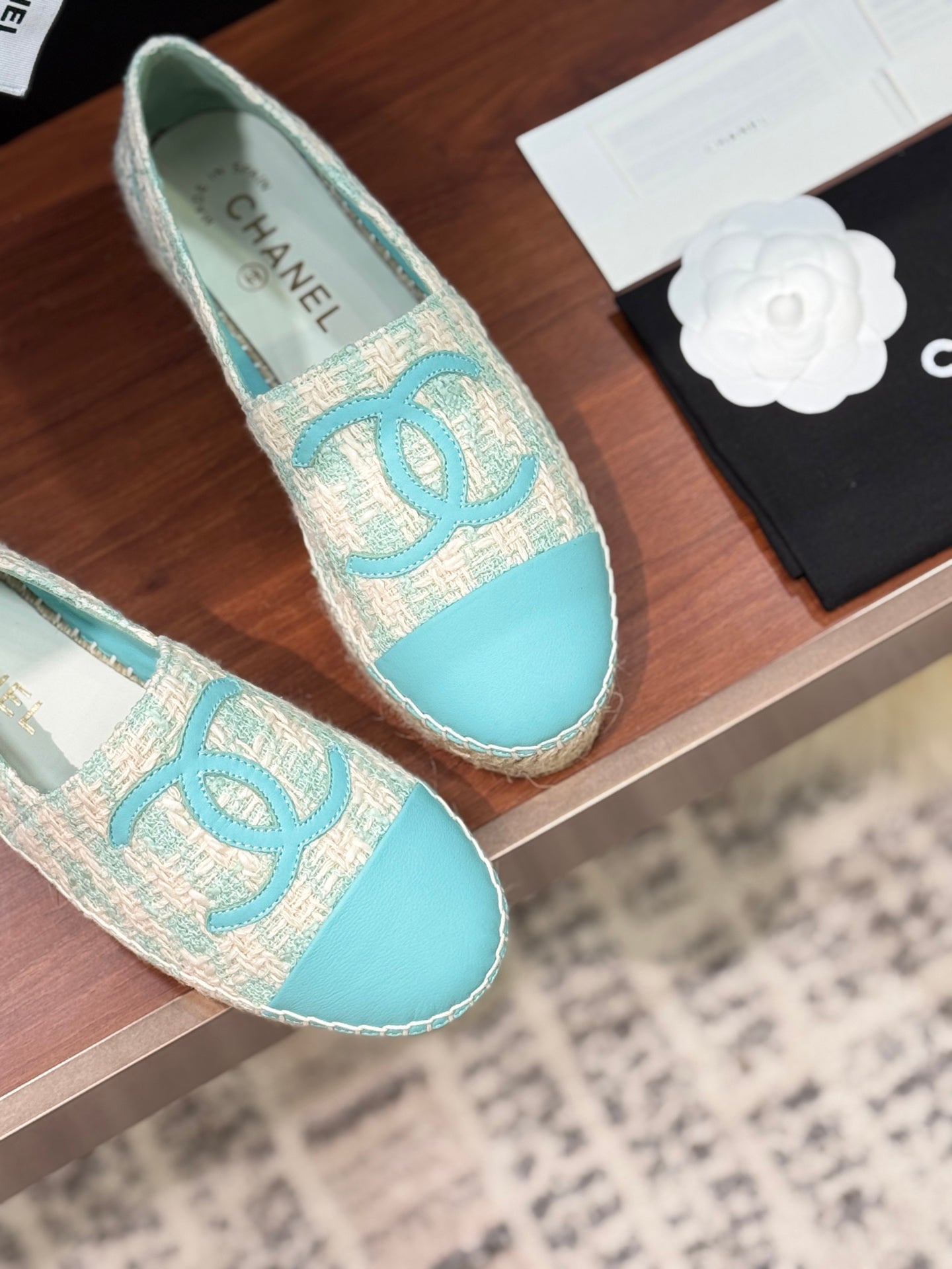 CC 25 Espadrilles Logo Blue Fabric Sheepskin 310159