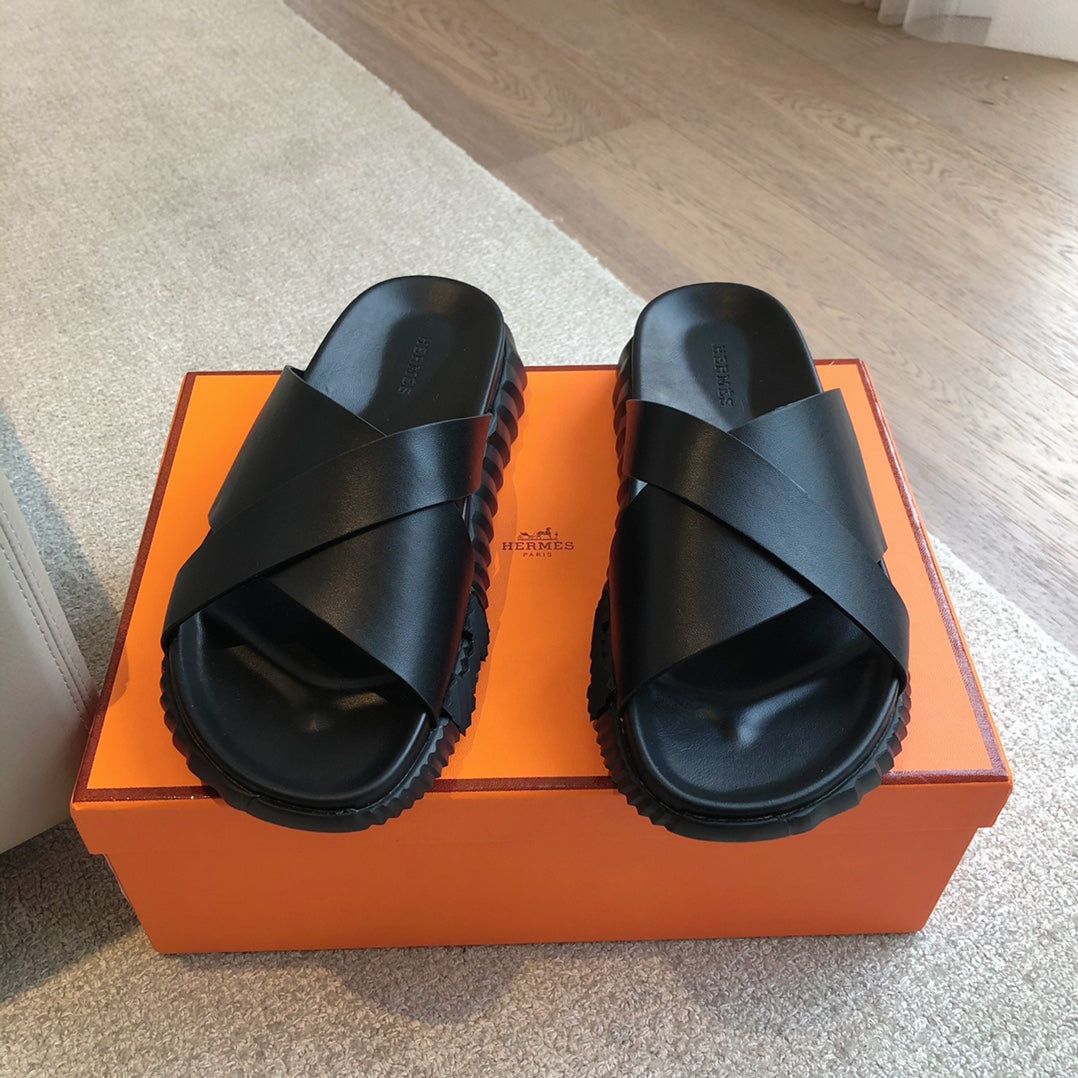 HM INFRA SANDAL BLACK CALFSKIN