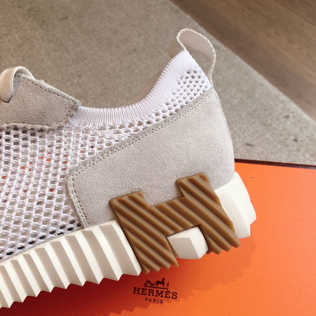 HM Men's 25 Sneaker White Mesh Suede 541304