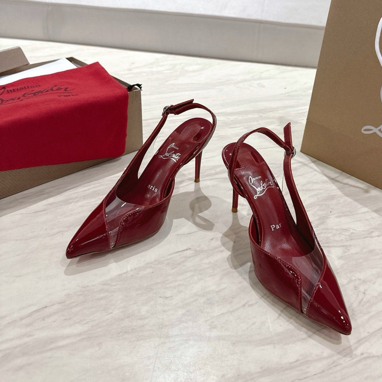 CL 25 Slingback Sandals Red PVC Gloss Calfskin 307532