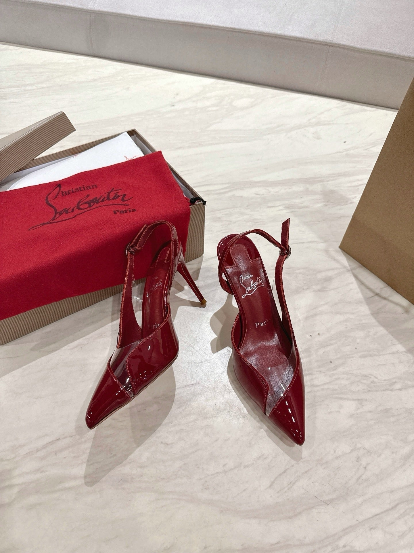 CL 25 Slingback Sandals Red PVC Gloss Calfskin 307532