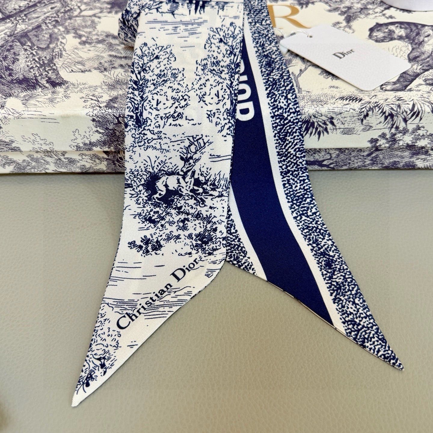 CD Twilly Mini Scarf 105cm Dark Blue Mulberry Silk 976493