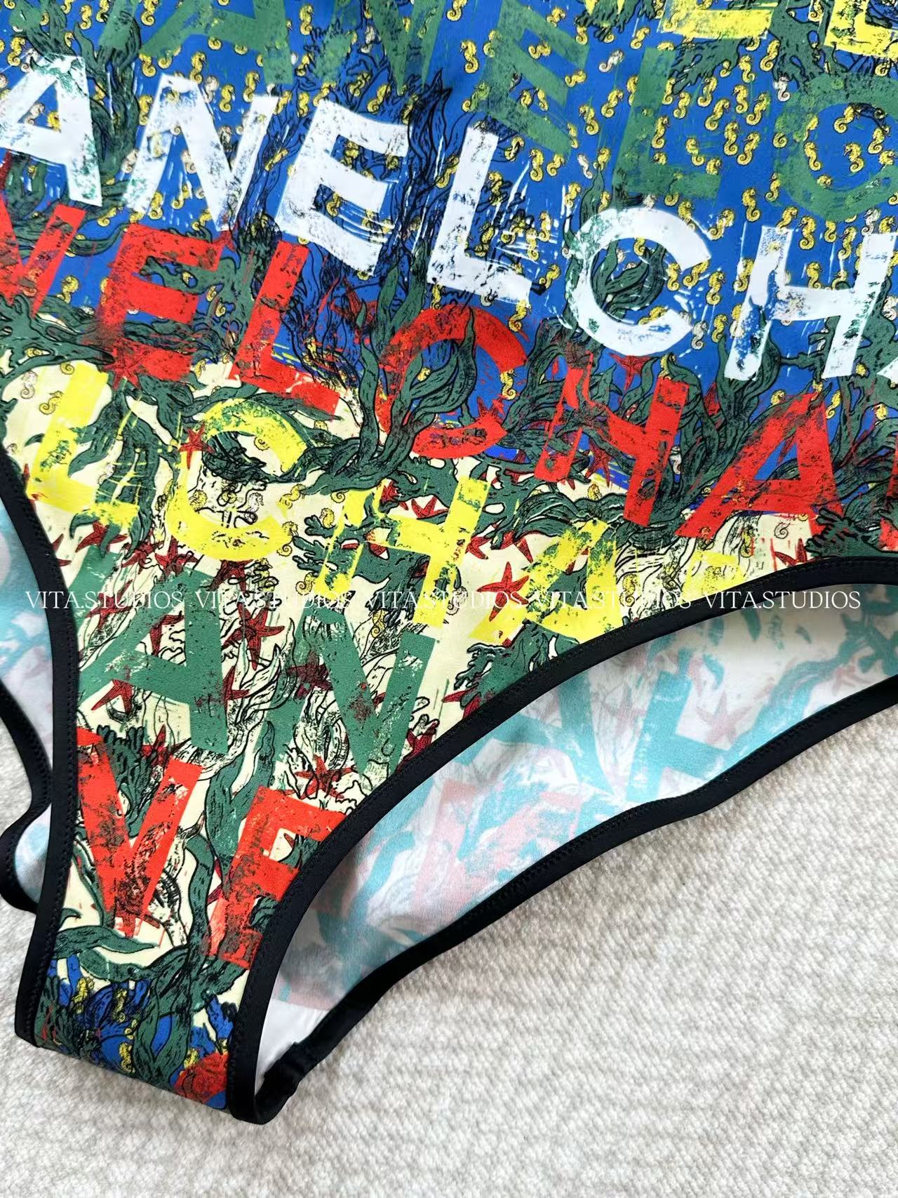 Chanel 2026 One Piece Swimsuit Seaweed Letter Polyester 470150