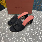 Summer Charms Mules 50mm Black Suede Salmon Lambskin