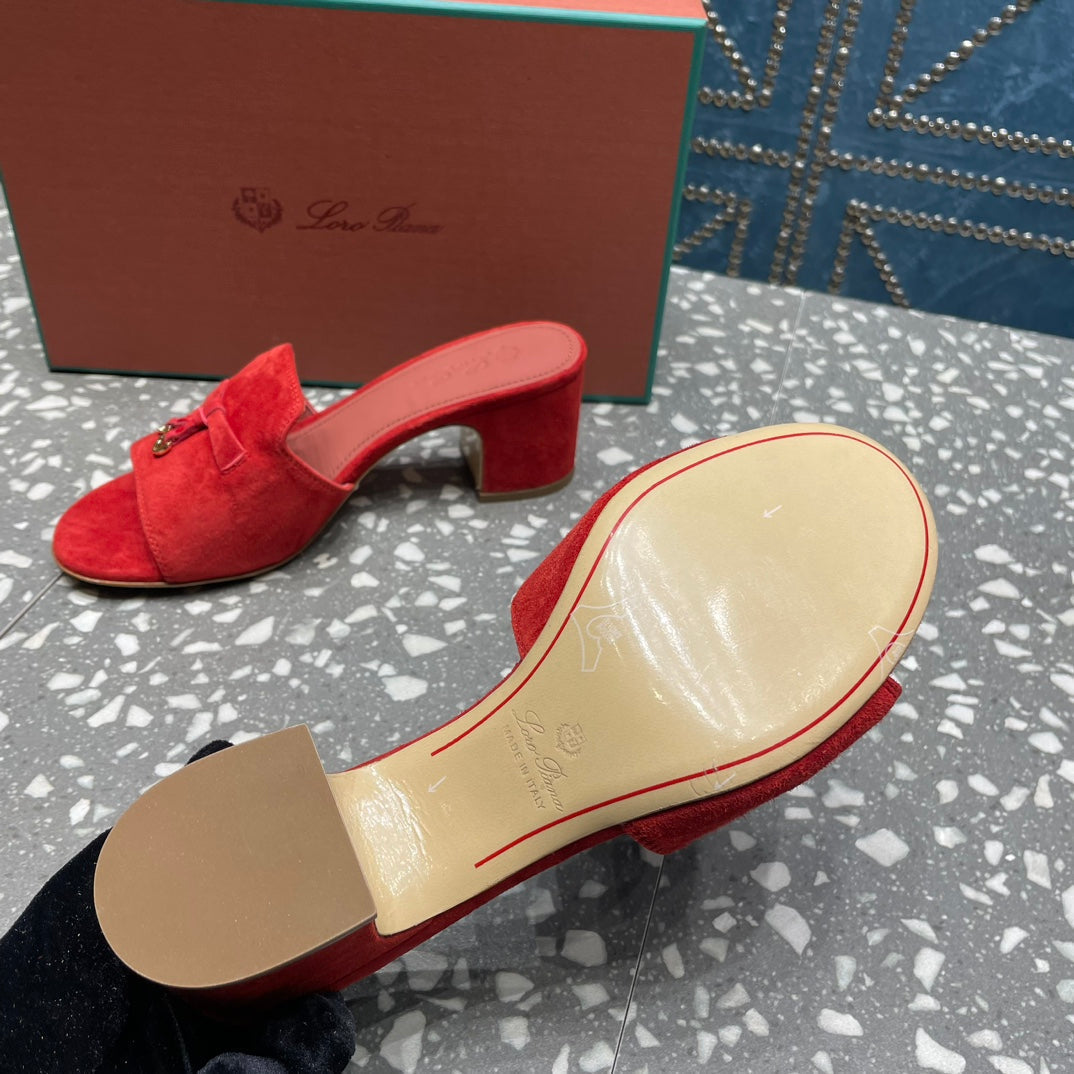 Summer Charms Mules 50mm Red Suede Salmon Lambskin