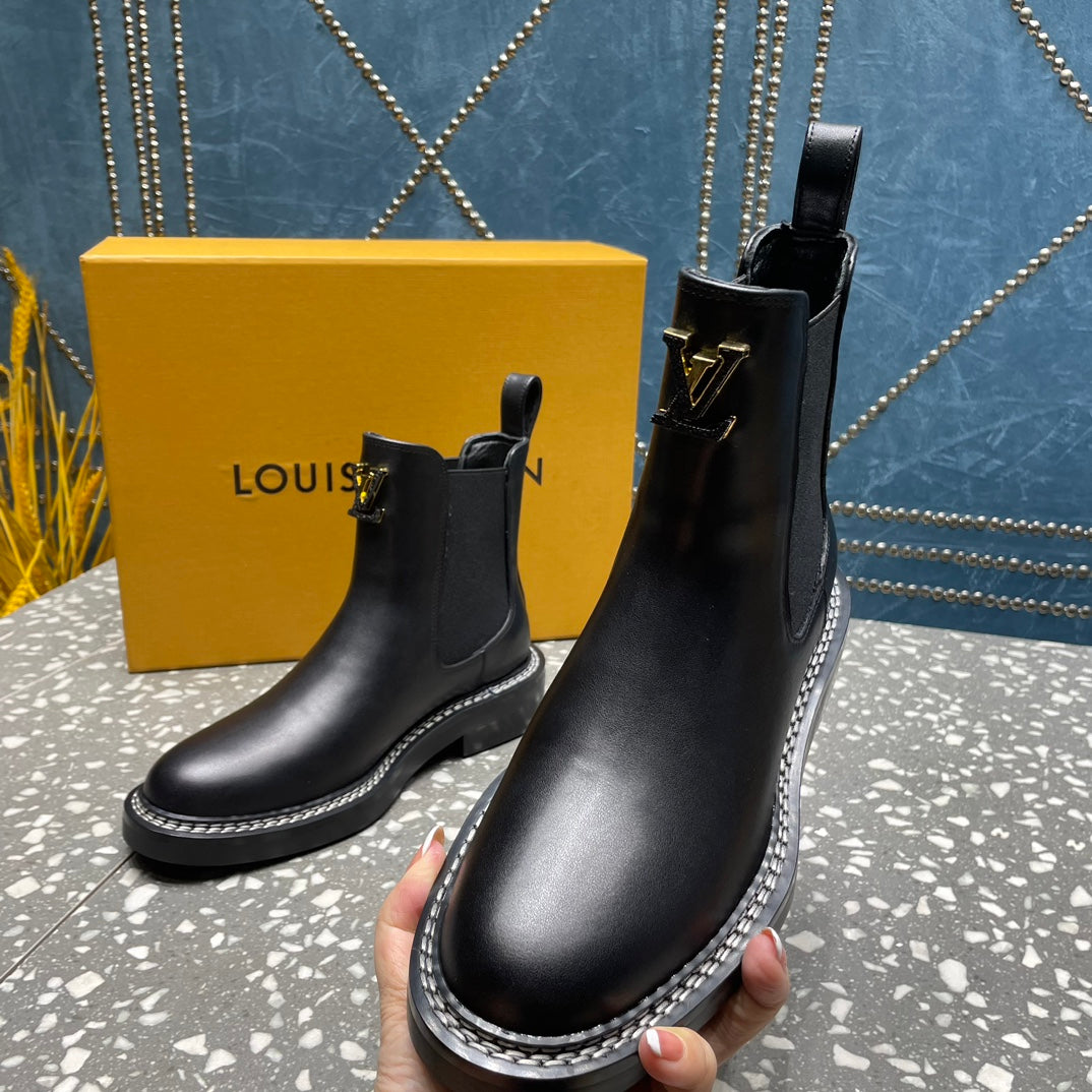 LV Beaubourg Ankle Boots Black Calfskin