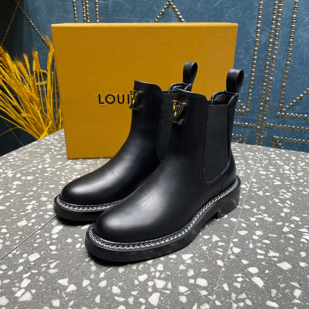 LV Beaubourg Ankle Boots Black Calfskin