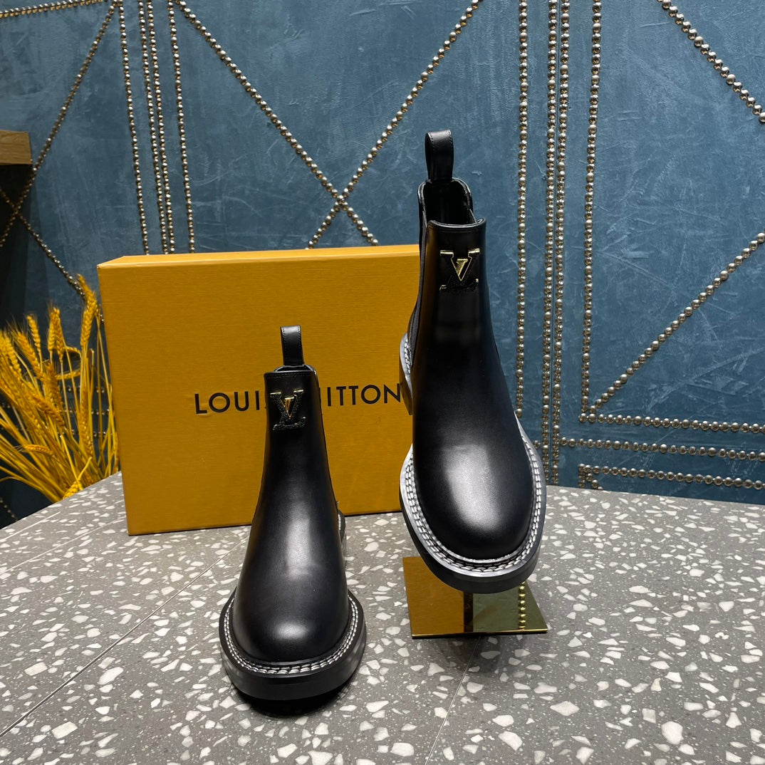 LV Beaubourg Ankle Boots Black Calfskin