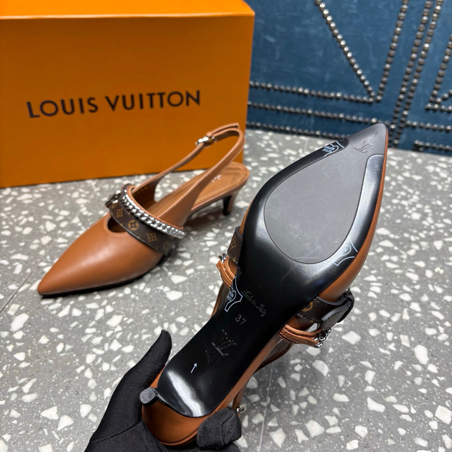 LV 26ss Slingback 45 Brown Cowhide 628431