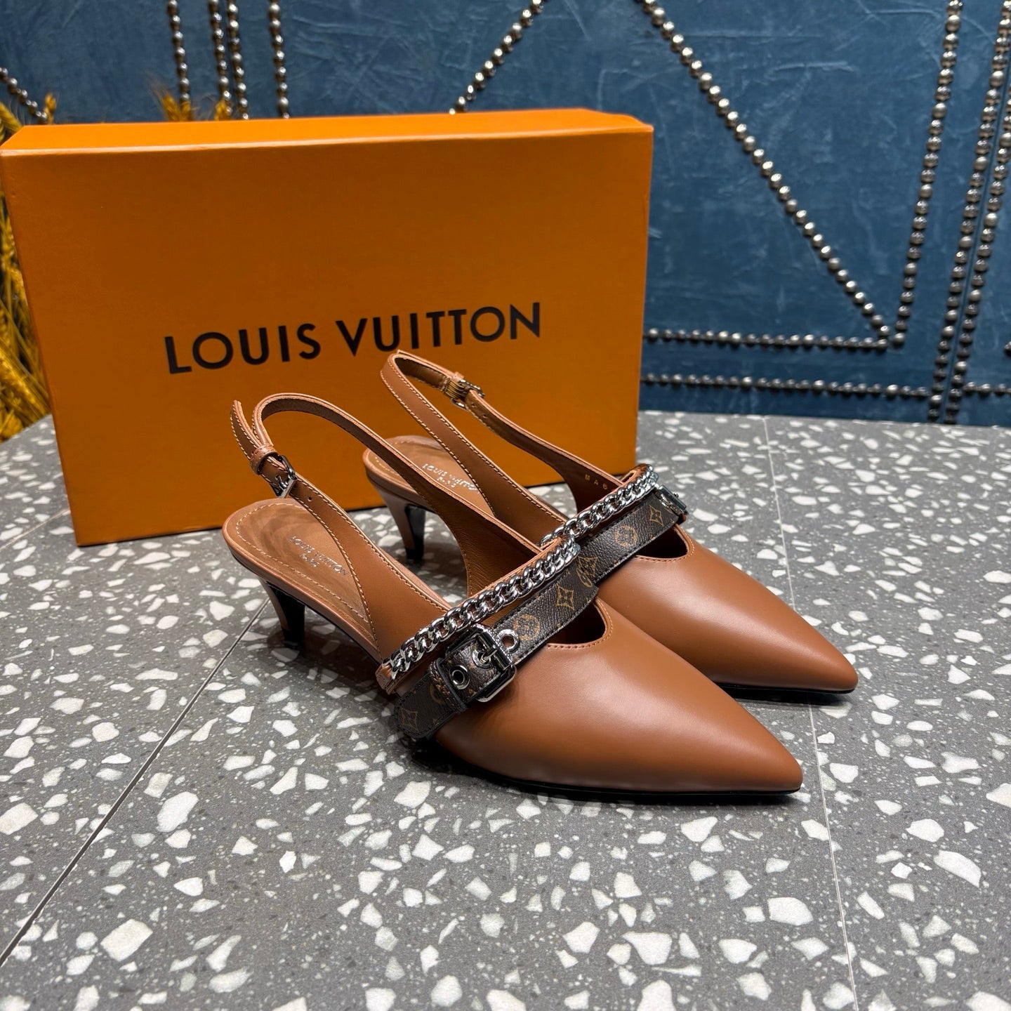 LV 26ss Slingback 45 Brown Cowhide 628431