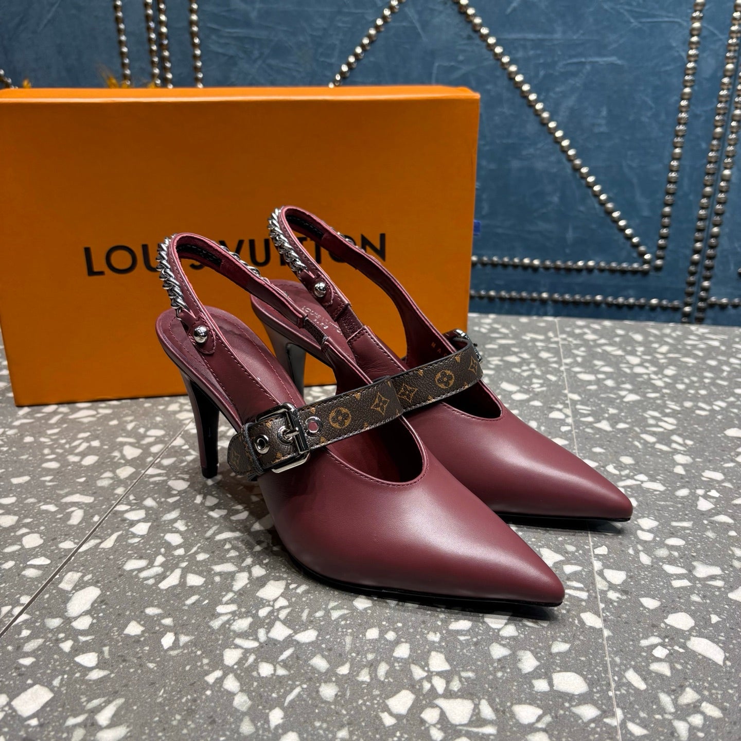 LV 26ss Slingback 75 Burgundy Cowhide 628436