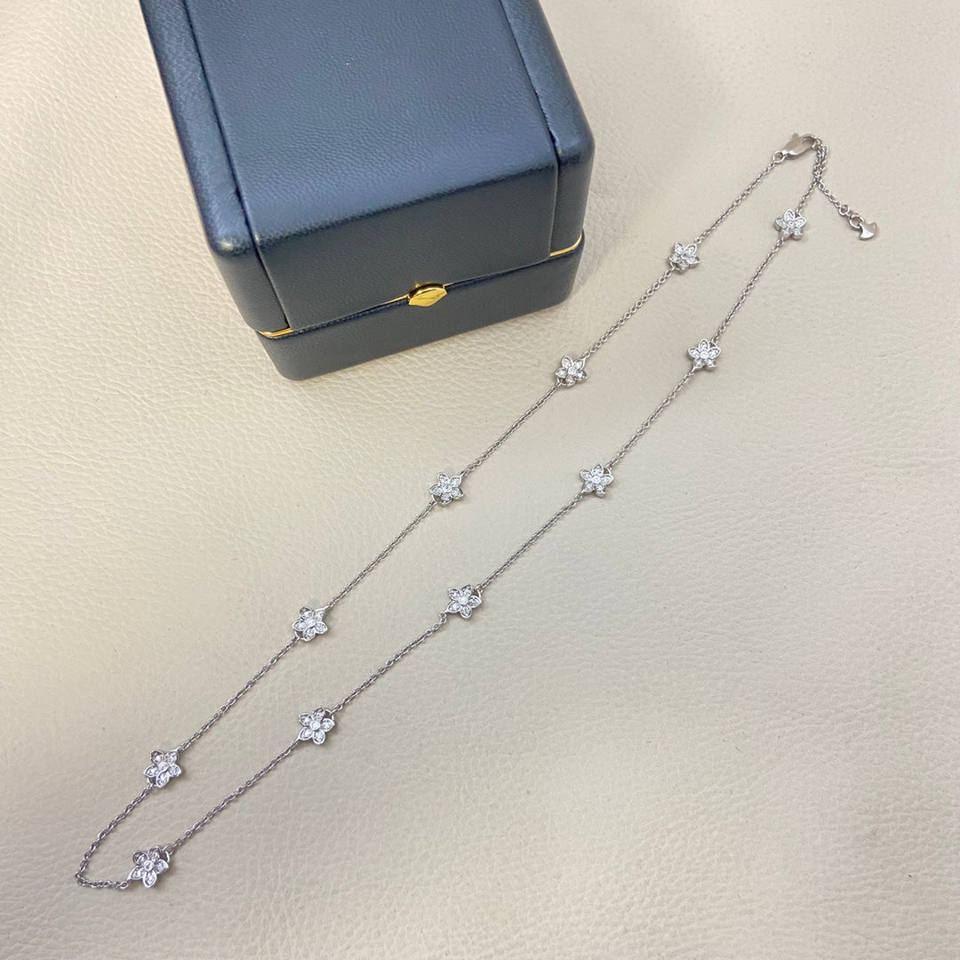 Graff New Full Diamond 11-Petal Sliver Necklace