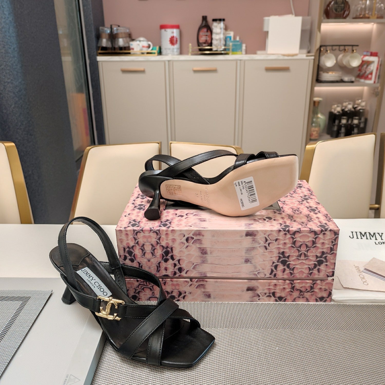 Jimmy 25 Jess Sandals Black Leather 240096