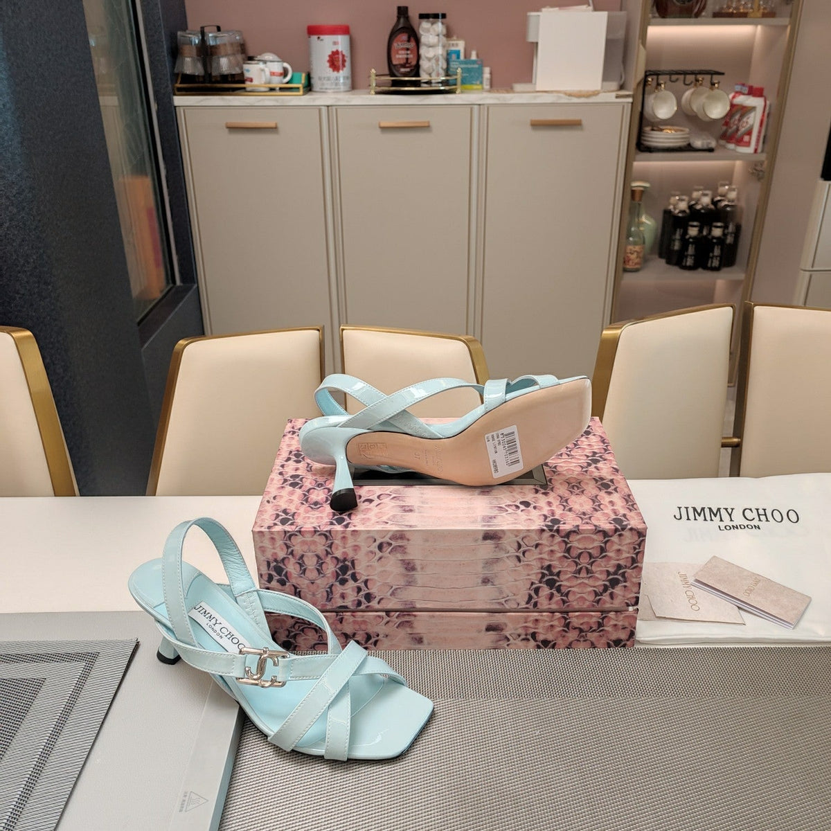 Jimmy 25 Jess Sandals Baby Blue Patent Leather 240099