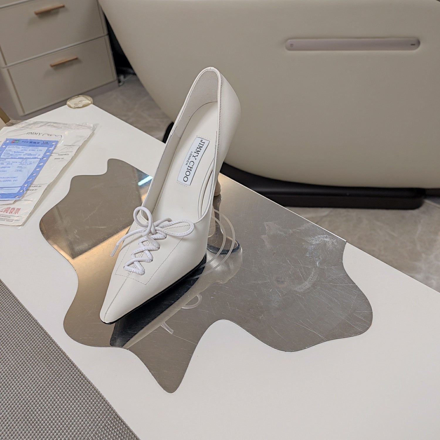 Jimmy 25 Pump High Heels White Cowhide 240004