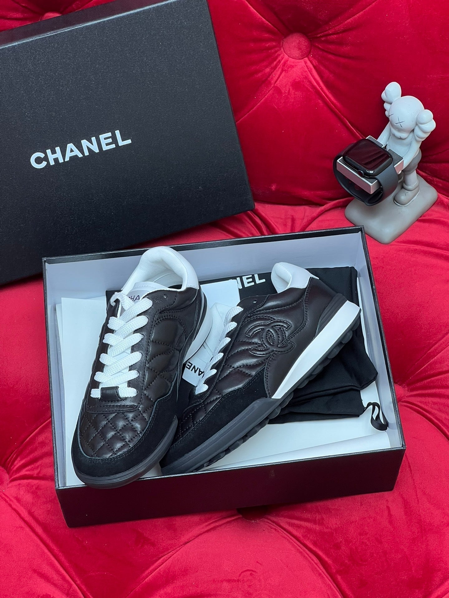 cc low sneaker black quilted calfskin