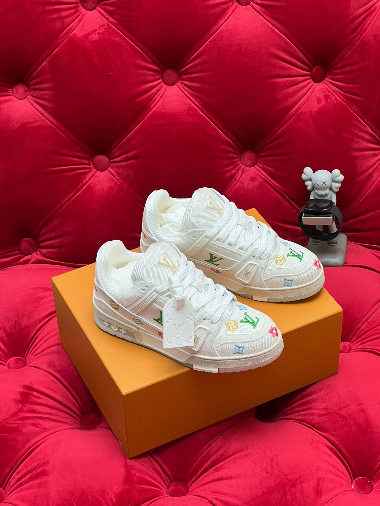 LV Trainer Sneaker White Monogram Denim Fabric