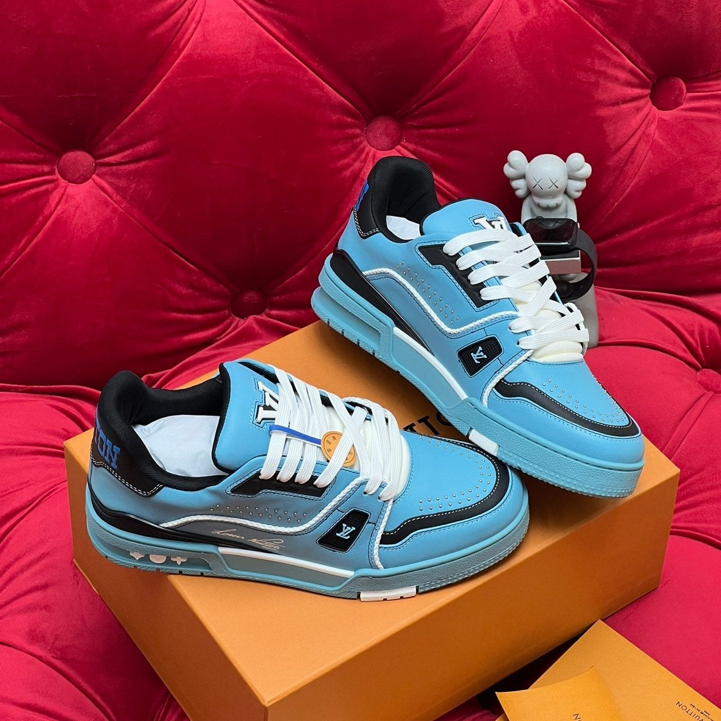 LV Trainer Sneaker Blue Microfiber Leather