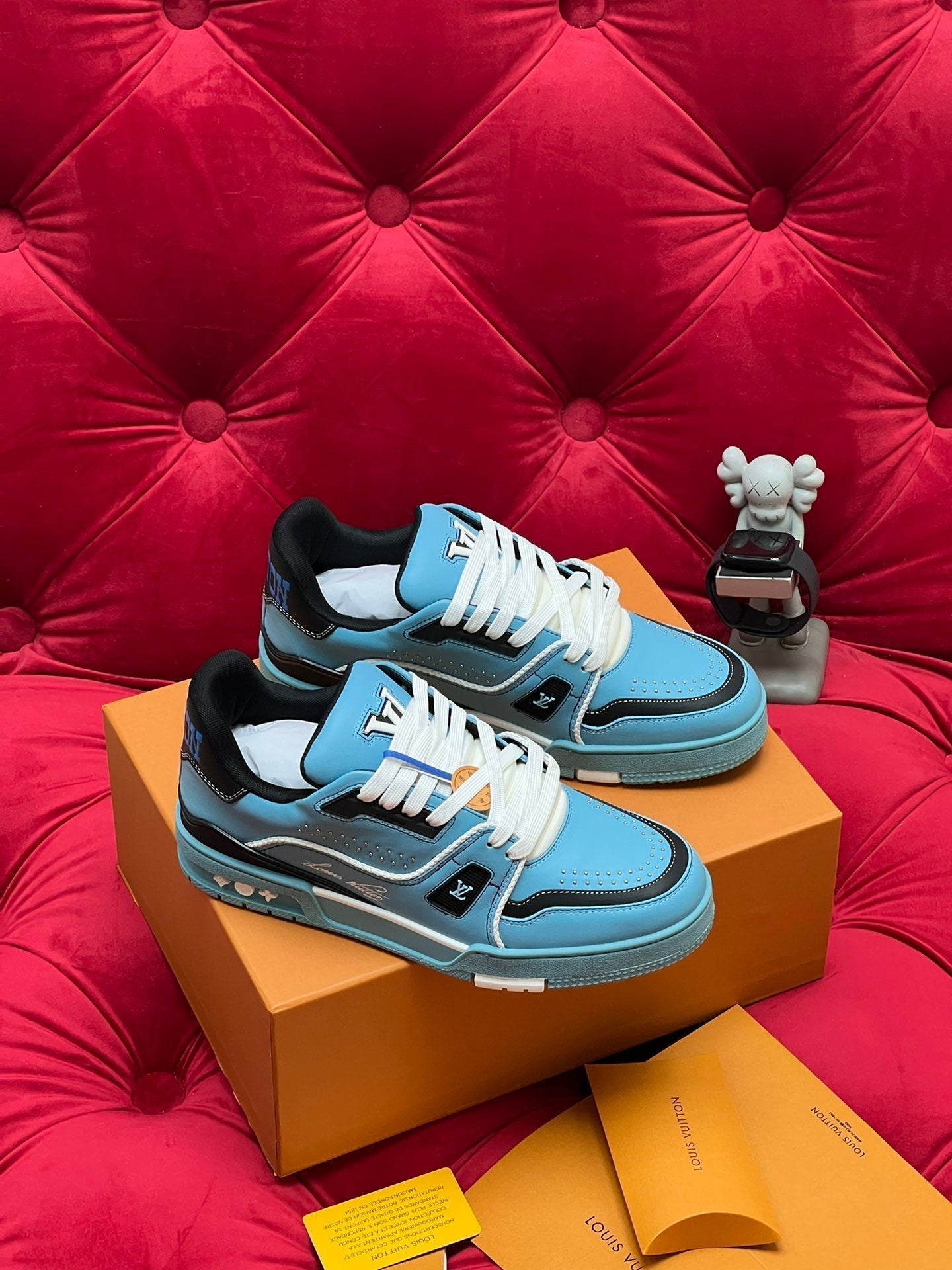 LV Trainer Sneaker Blue Microfiber Leather