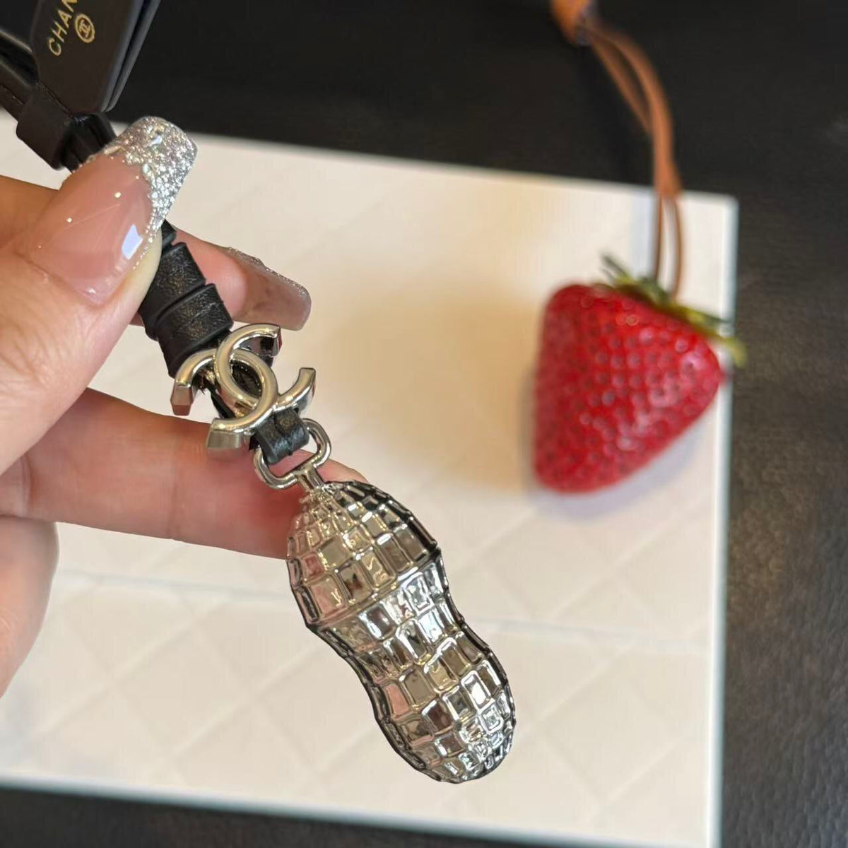 Chanel Silver Peanut Charm