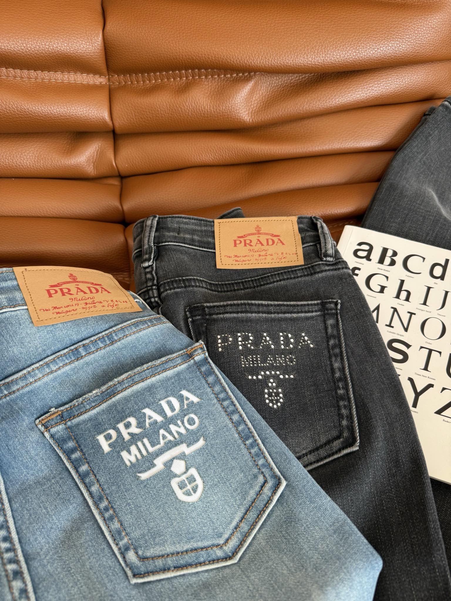 Prada Flared jeans Black and Blue Cotton