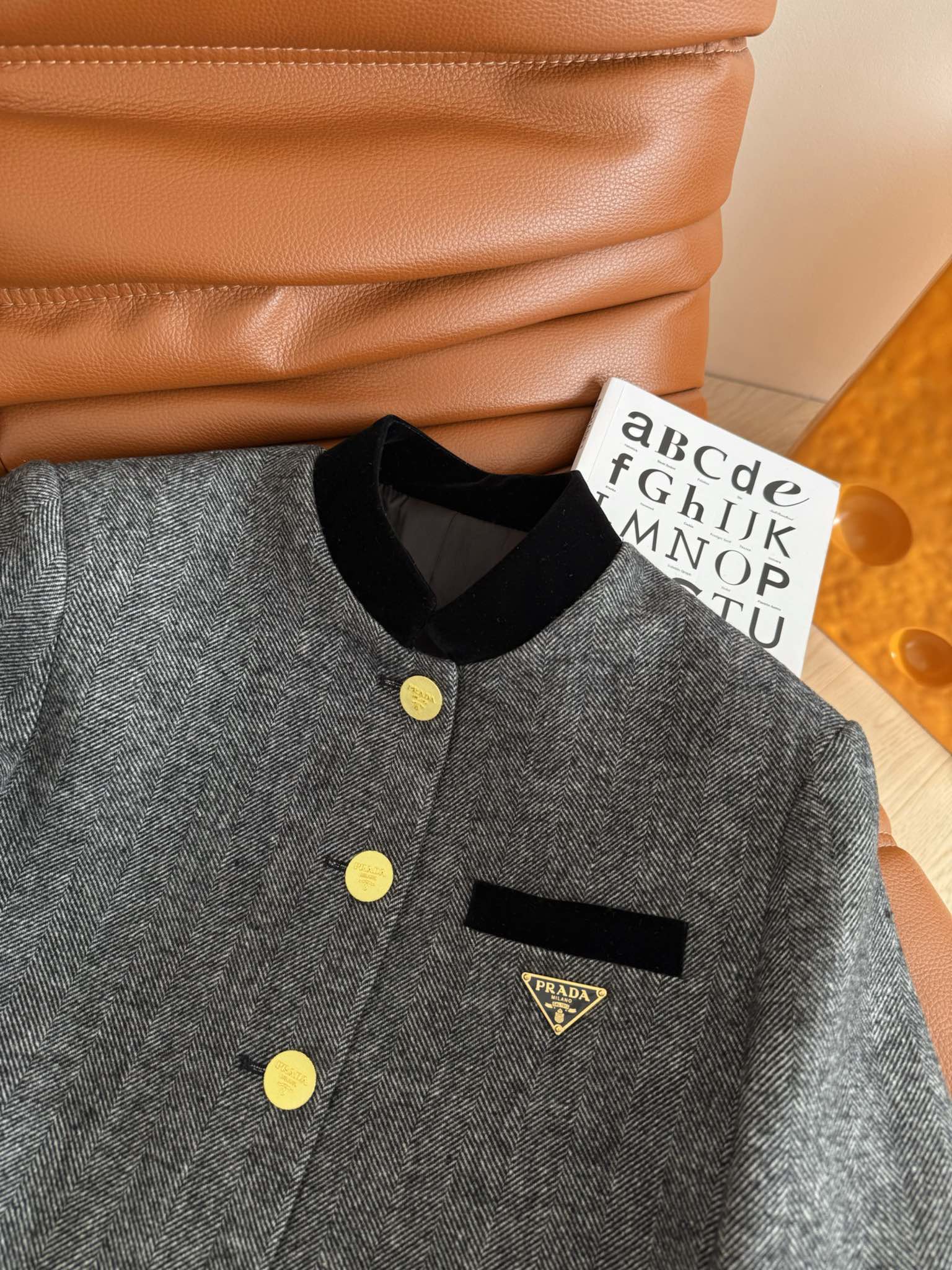 Prada 25 Dress and Jacket Set Gray Wool Polyester