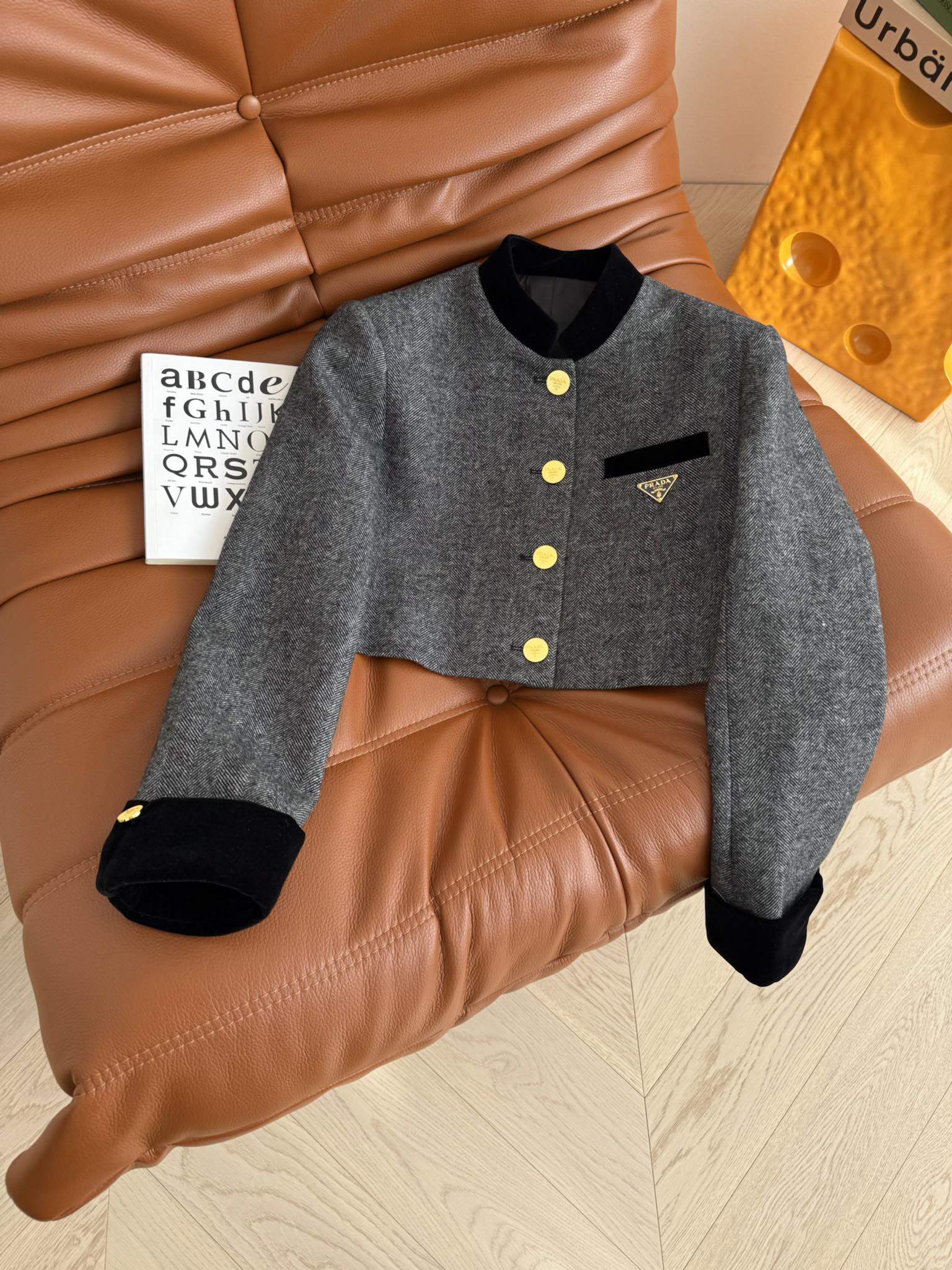 Prada 25 Dress and Jacket Set Gray Wool Polyester