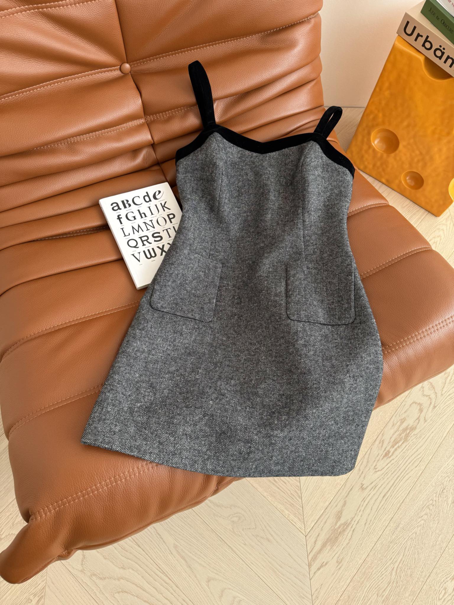 Prada 25 Dress and Jacket Set Gray Wool Polyester