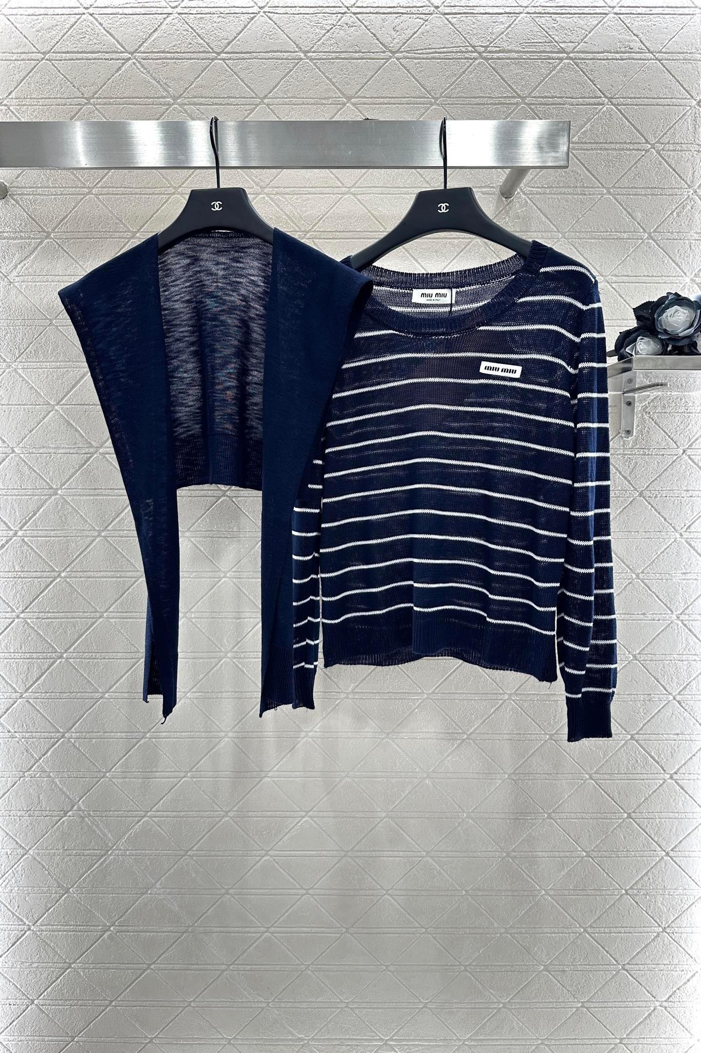 Miu Miu 25 Striped Knit Sweater Scarf 288654