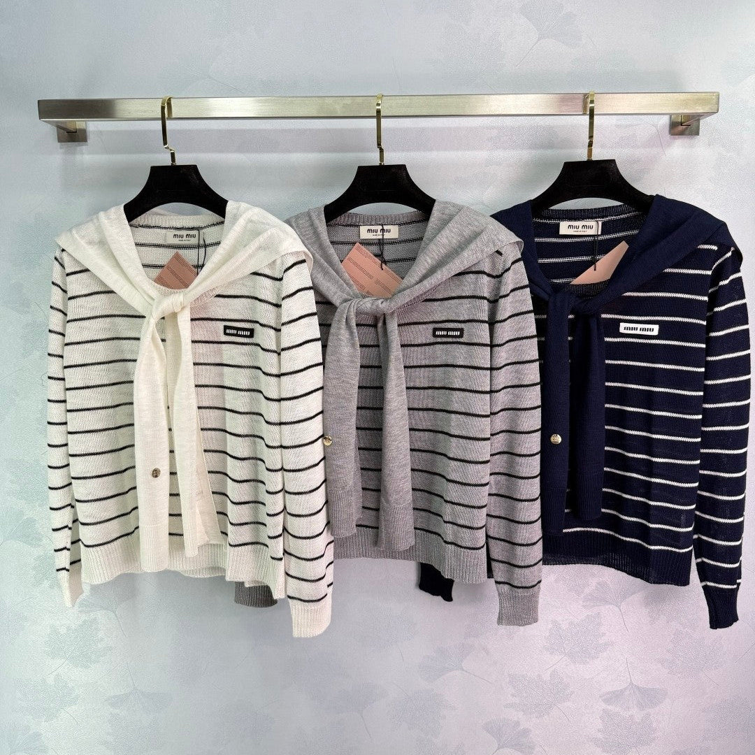 Miu Miu 25 Striped Knit Sweater Scarf 288654