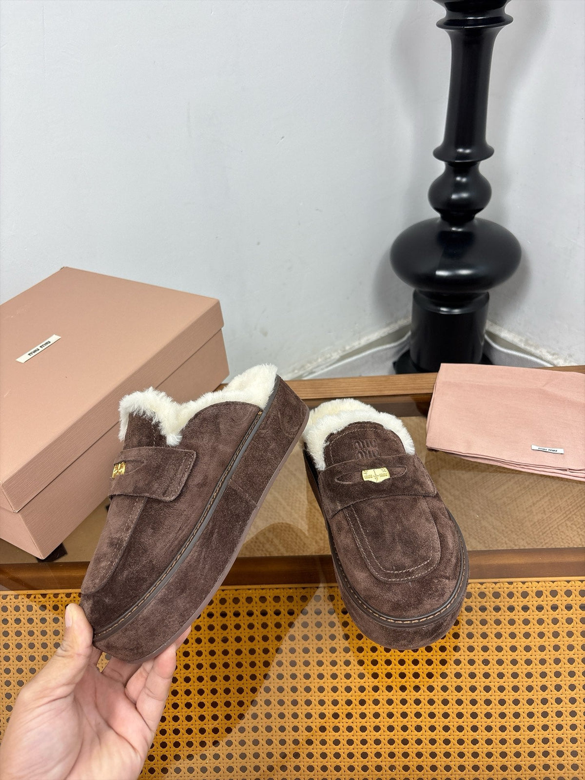 Miu Miu 2026 Platform Penny Mule Suede 991047