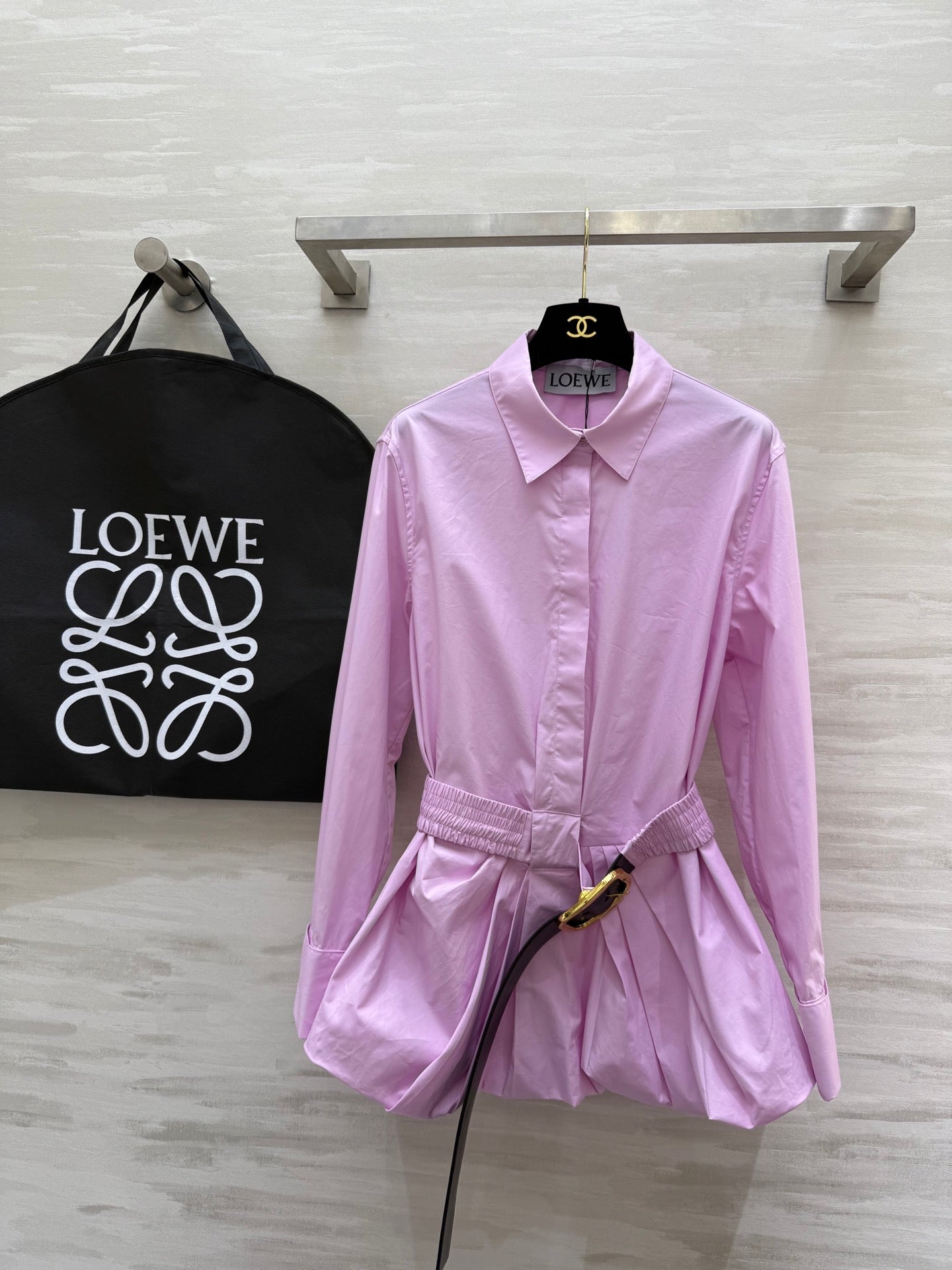 Loewe Shirt Dress Lilac Cotton