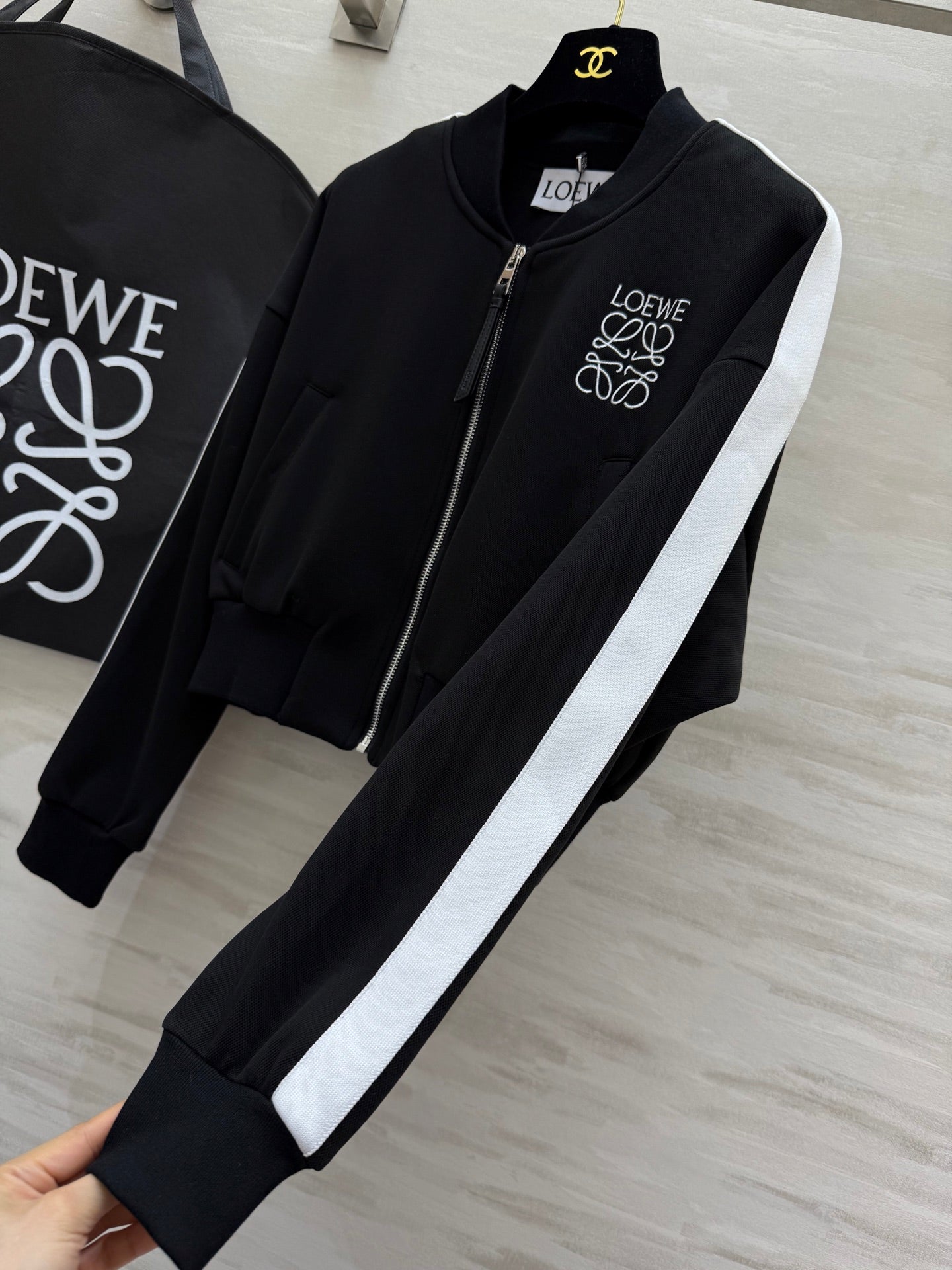 Loewe 25 Logo Jersey Track Jacket Black Cotton
